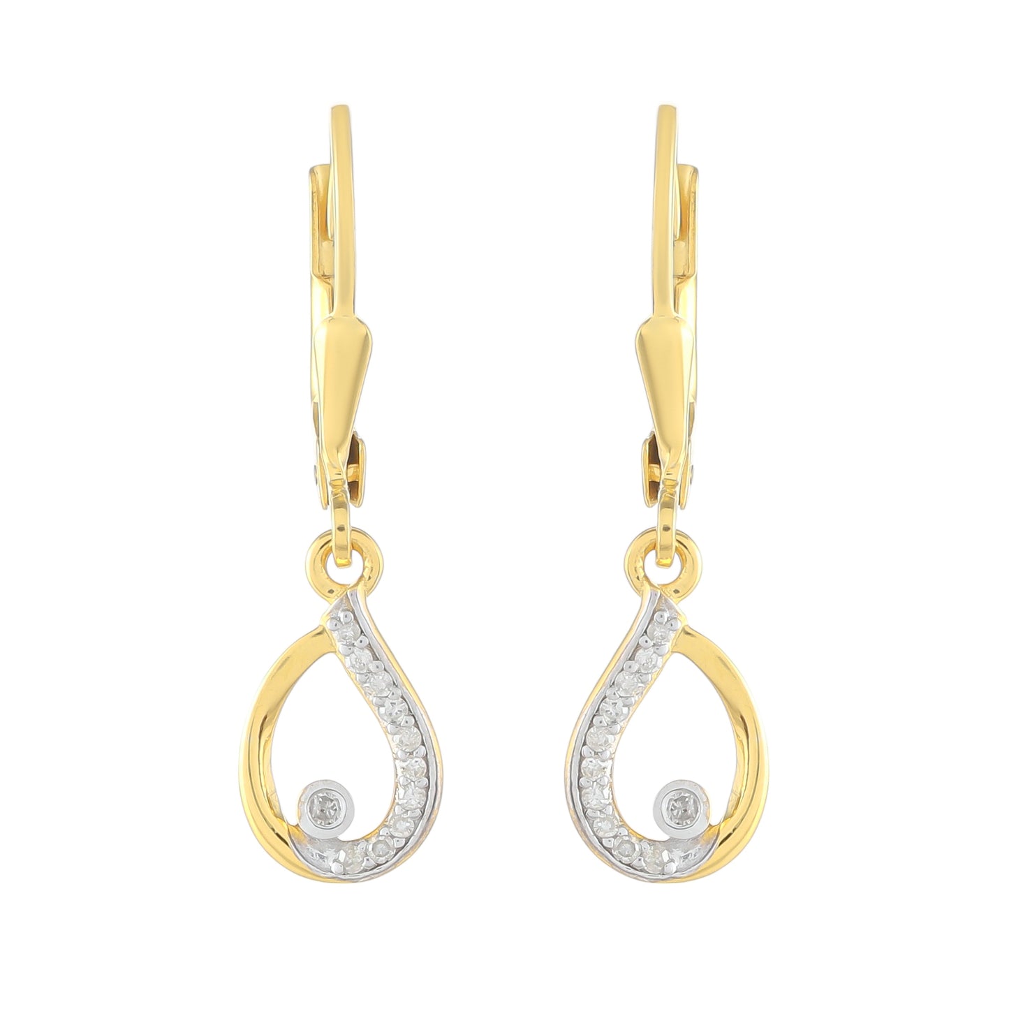 Pozlátené Strieborné Náušnice s Bielym Diamantom