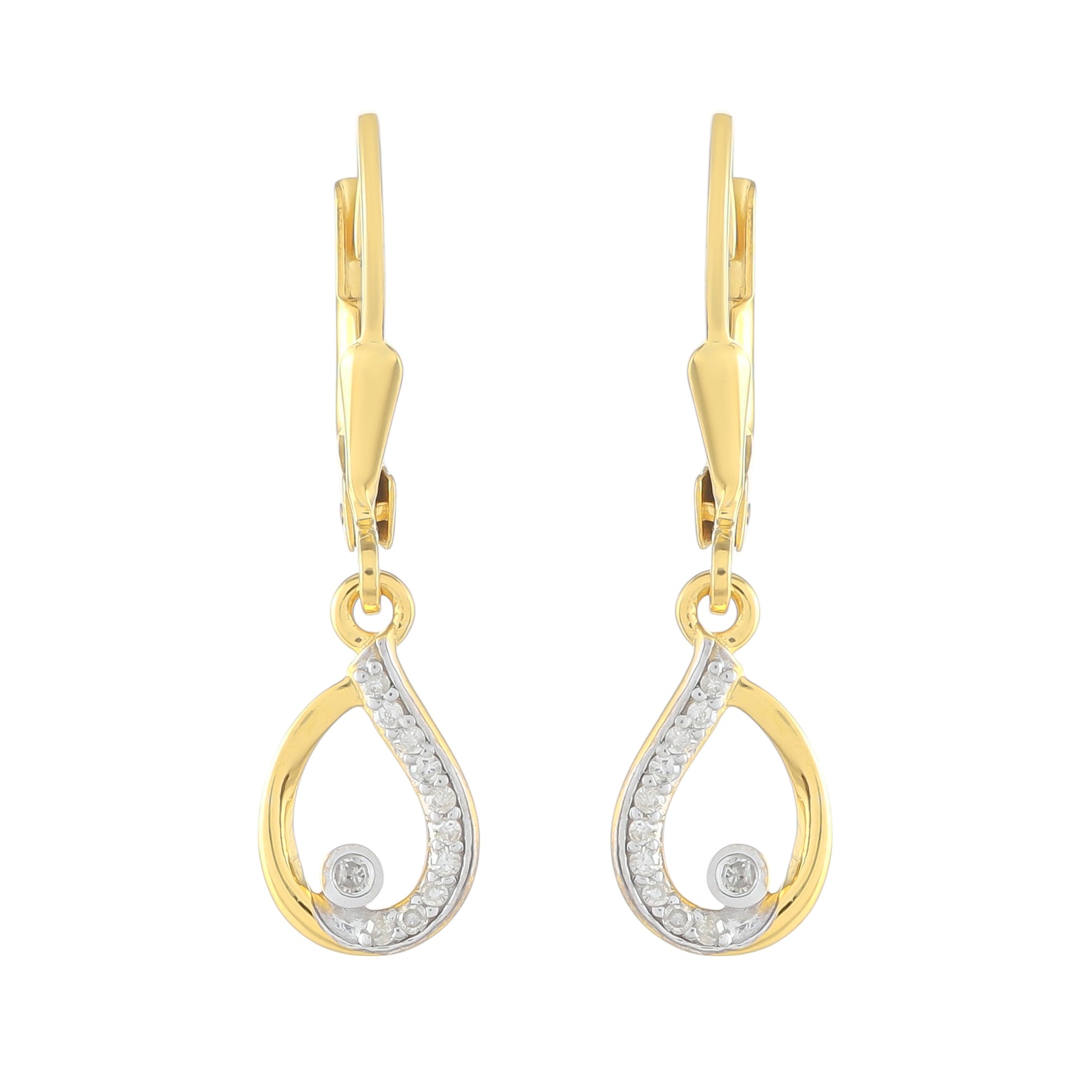 Pozlátené Strieborné Náušnice s Bielym Diamantom 1 