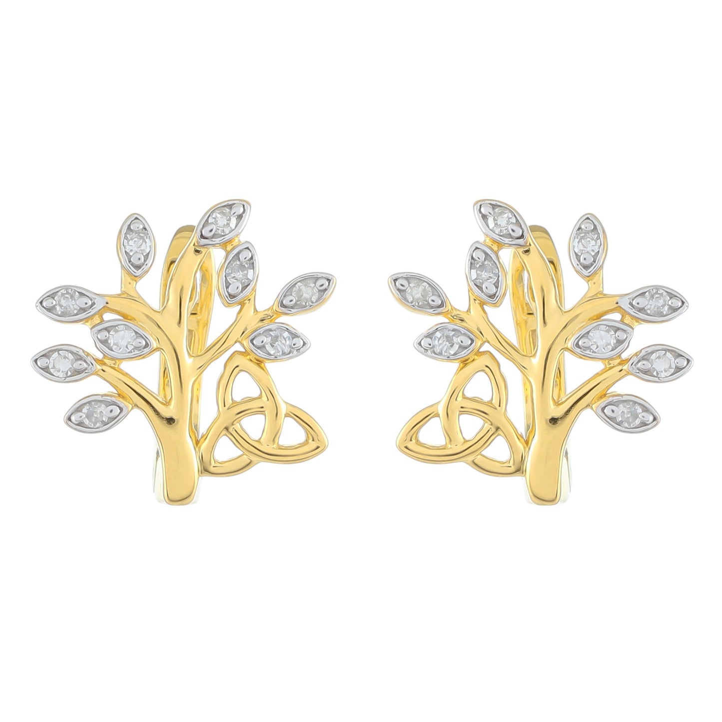 Pozlátené Strieborné Náušnice s Bielym Diamantom