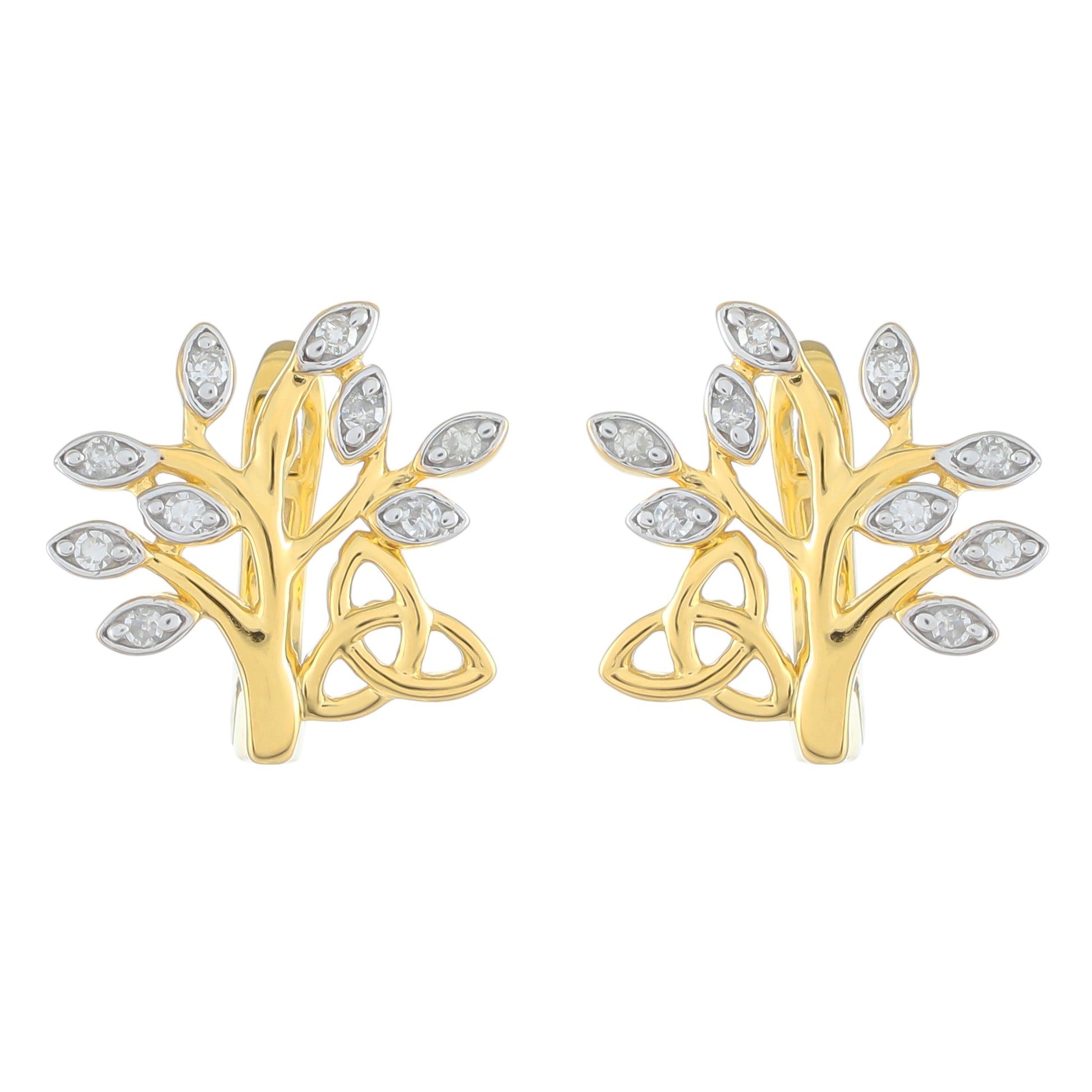 Pozlátené Strieborné Náušnice s Bielym Diamantom 1 