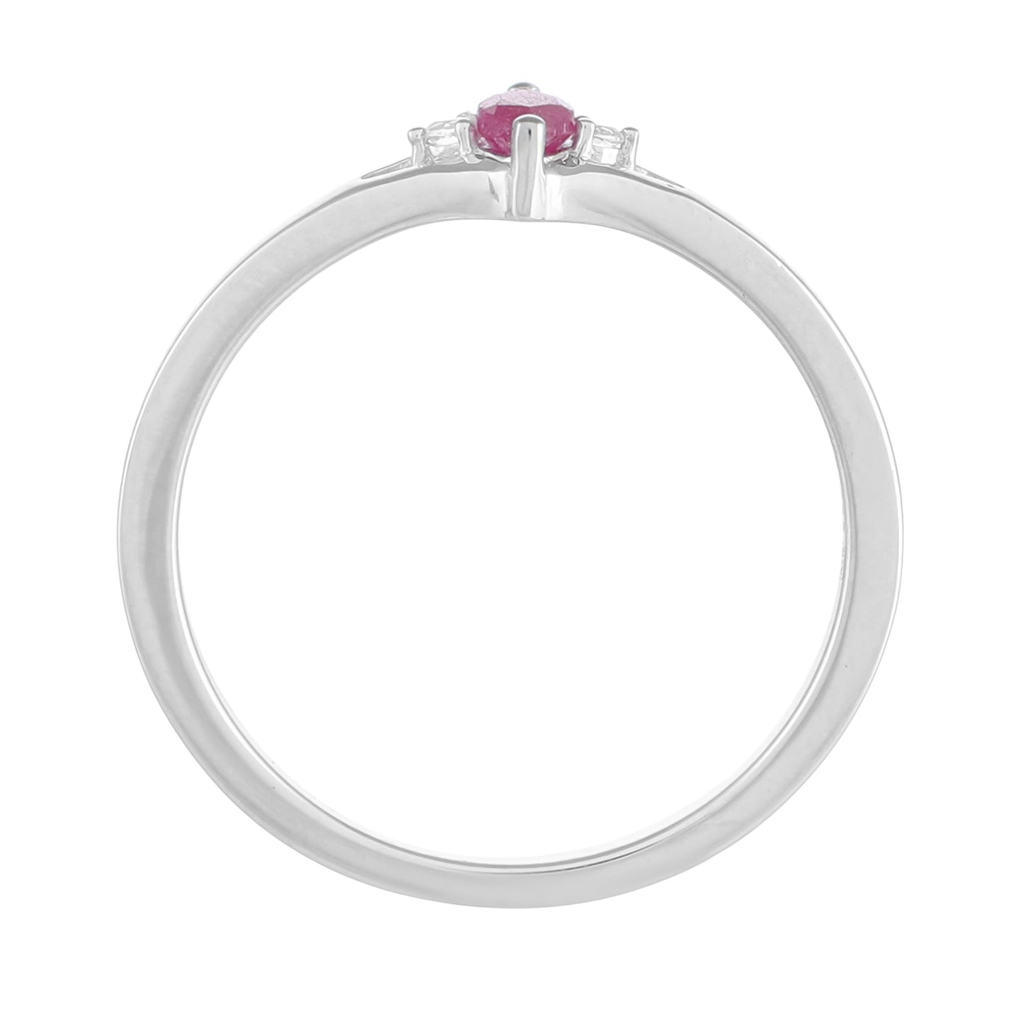 Strieborný Prsteň s Thajským Rubínom a Bielym Topásom
