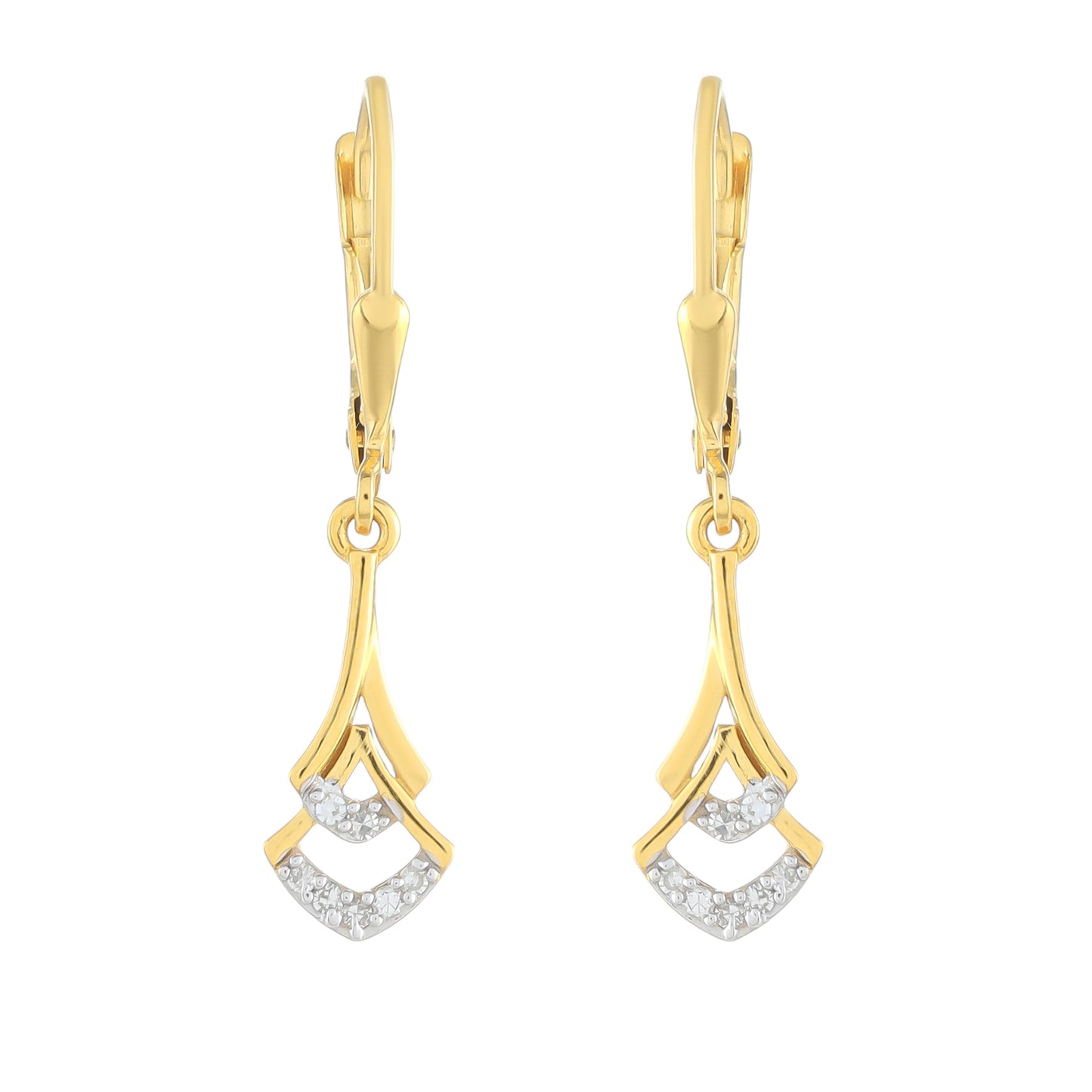 Pozlátené Strieborné Náušnice s Bielym Diamantom