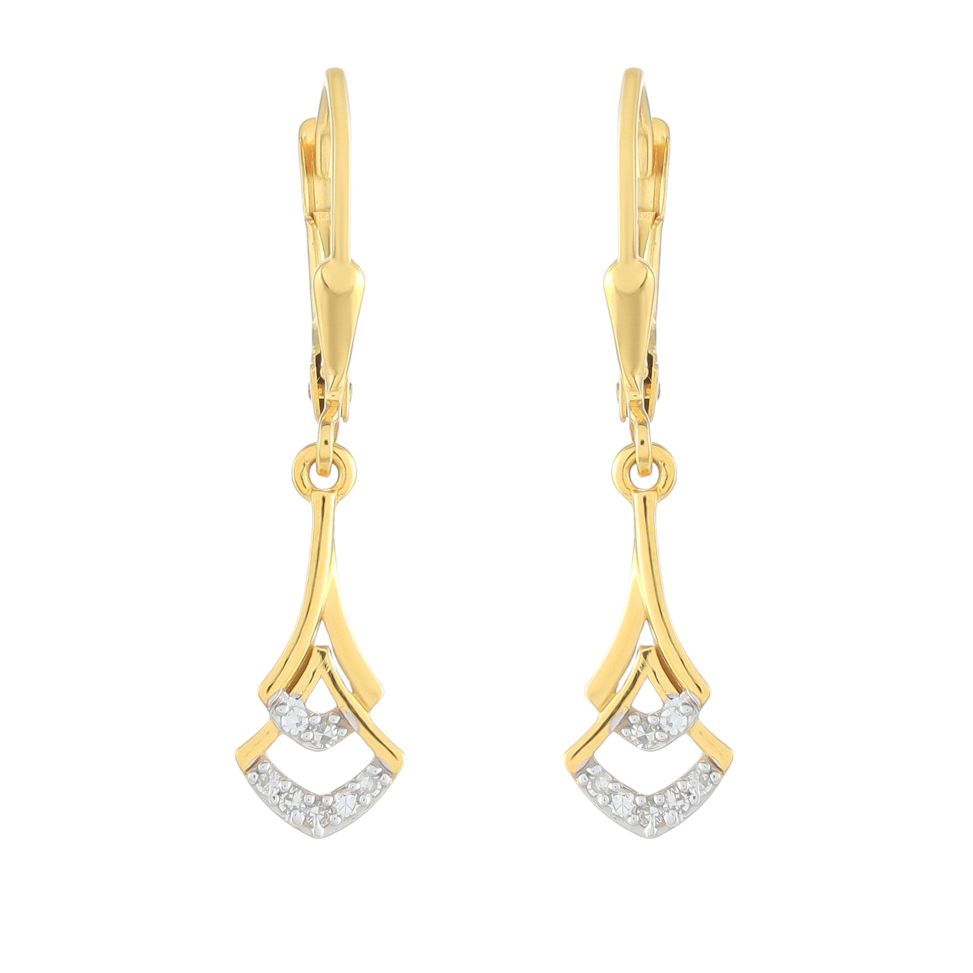 Pozlátené Strieborné Náušnice s Bielym Diamantom 1 