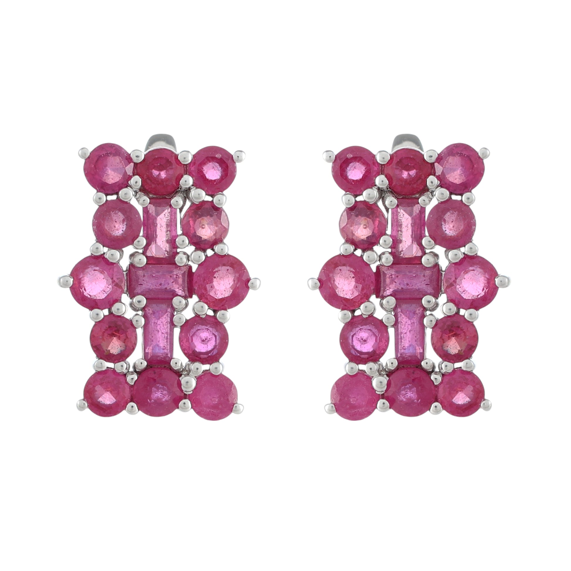 Strieborné Náušnice s Thajským Rubínom 1 