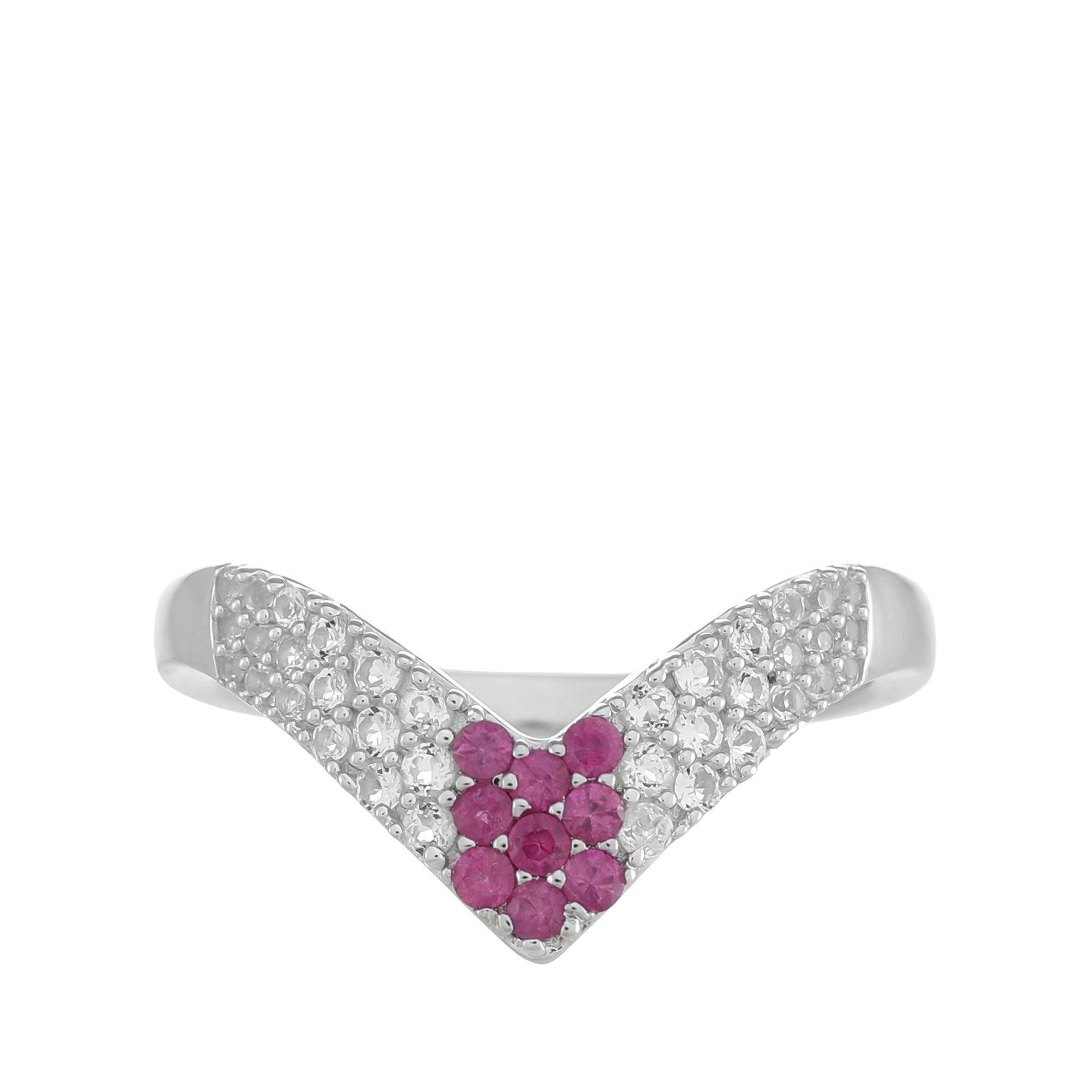 Strieborný Prsteň s Thajským Rubínom a Bielym Topásom 1 