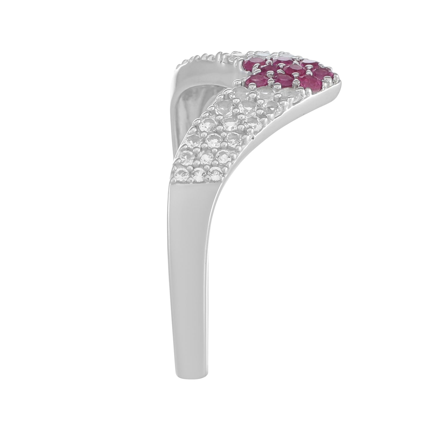 Strieborný Prsteň s Thajským Rubínom a Bielym Topásom