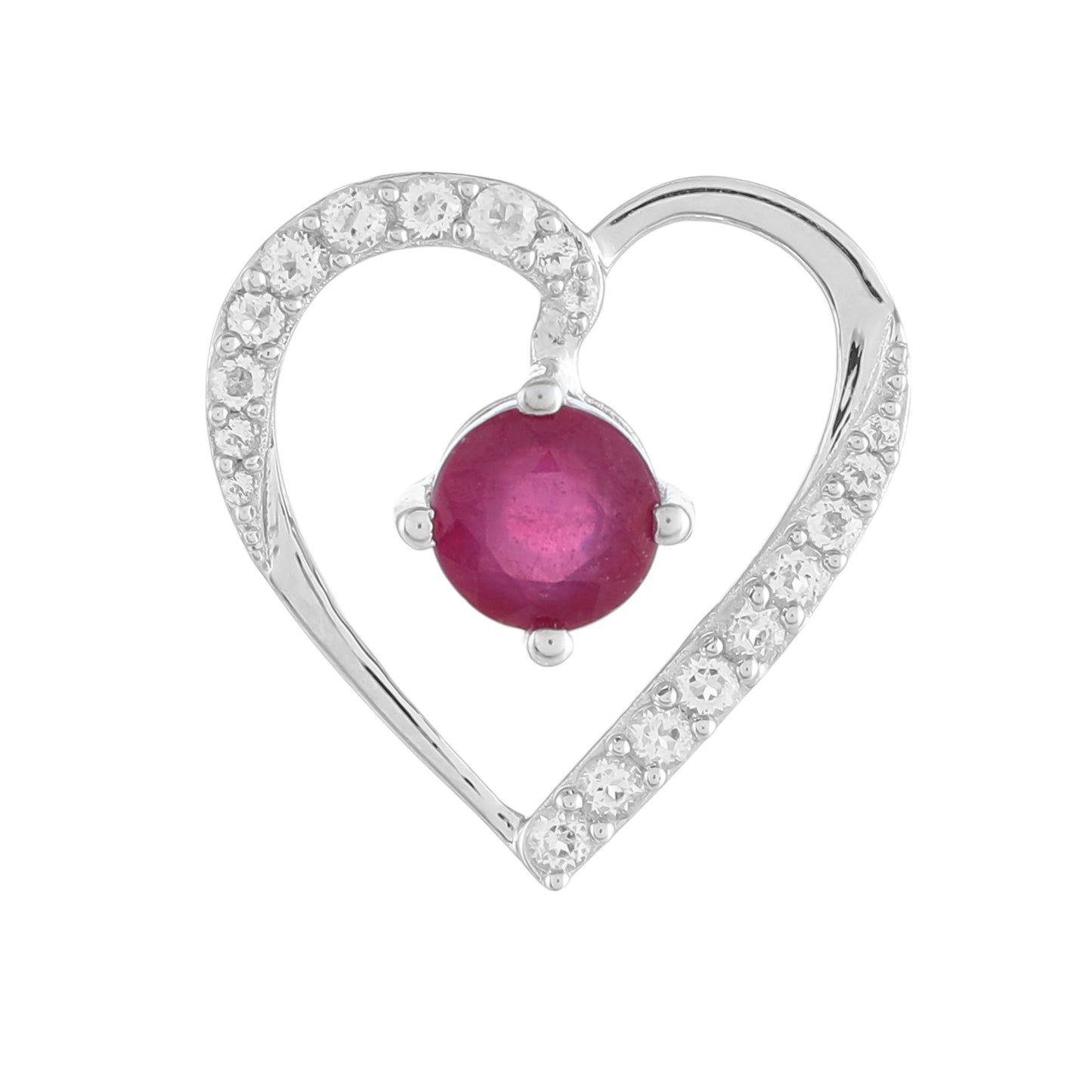 Strieborný Prívesok s Thajským Rubínom a Bielym Topásom