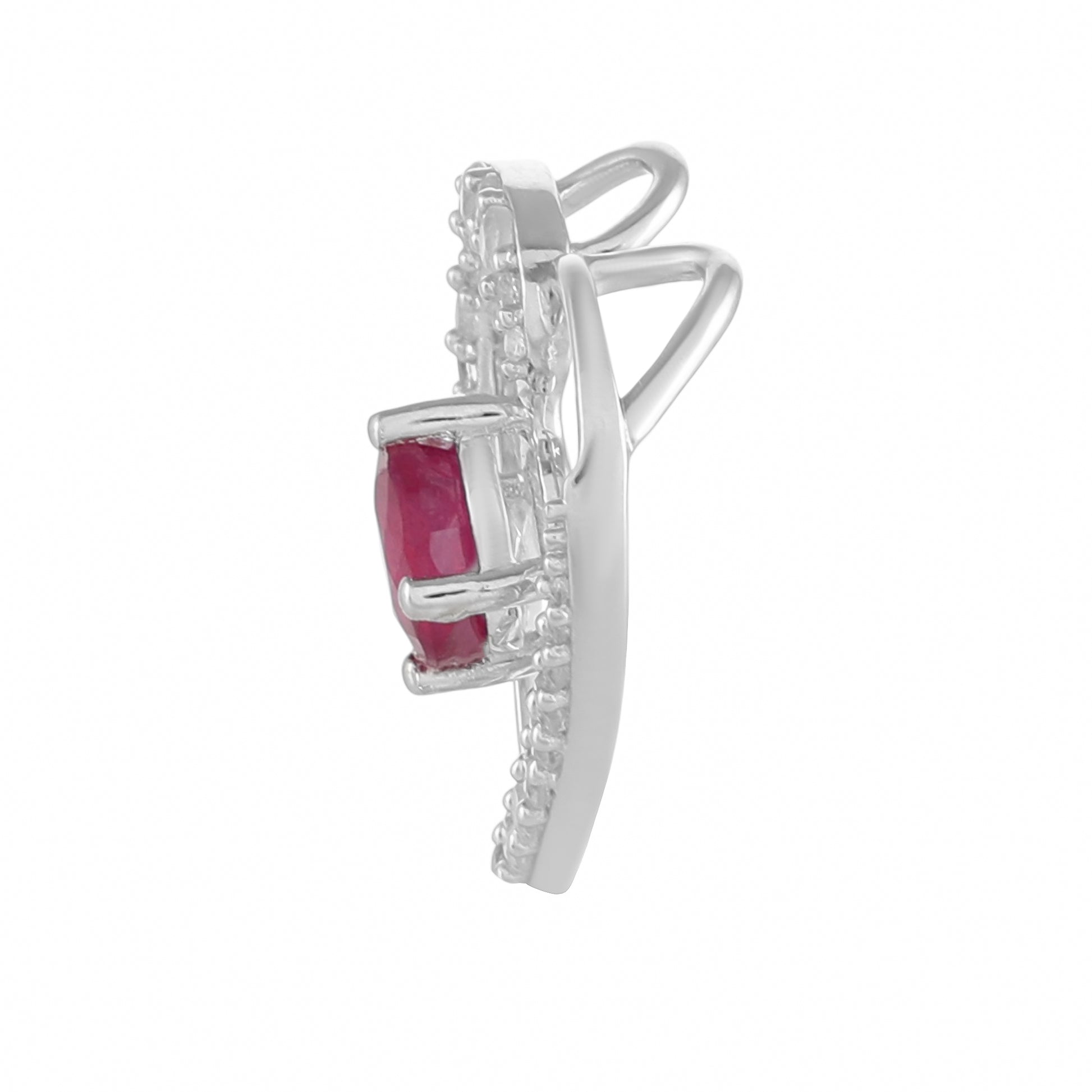Strieborný Prívesok s Thajským Rubínom a Bielym Topásom 2 