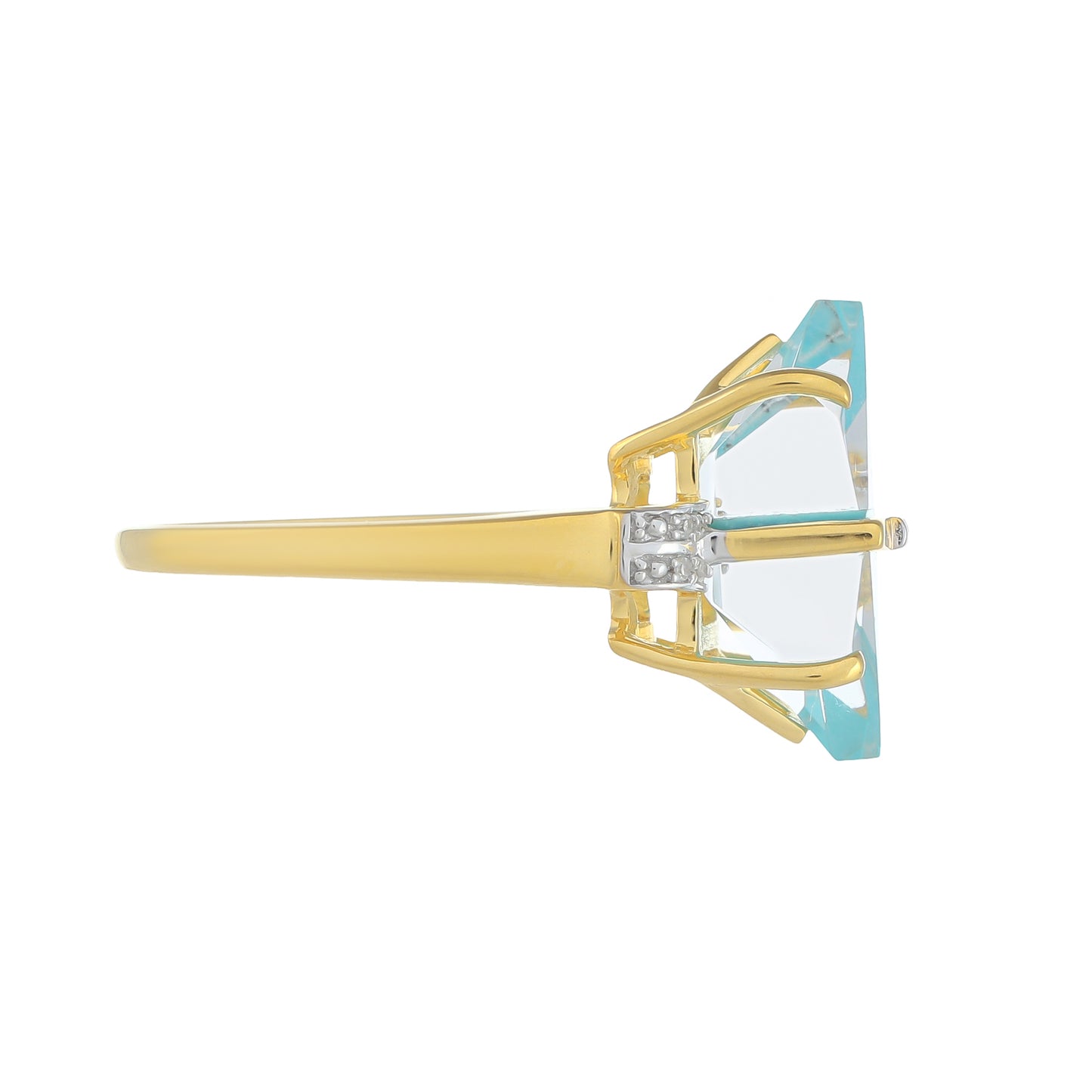 Pozlátený Strieborný Prsteň s Tyrkysom a Bielym Diamantom