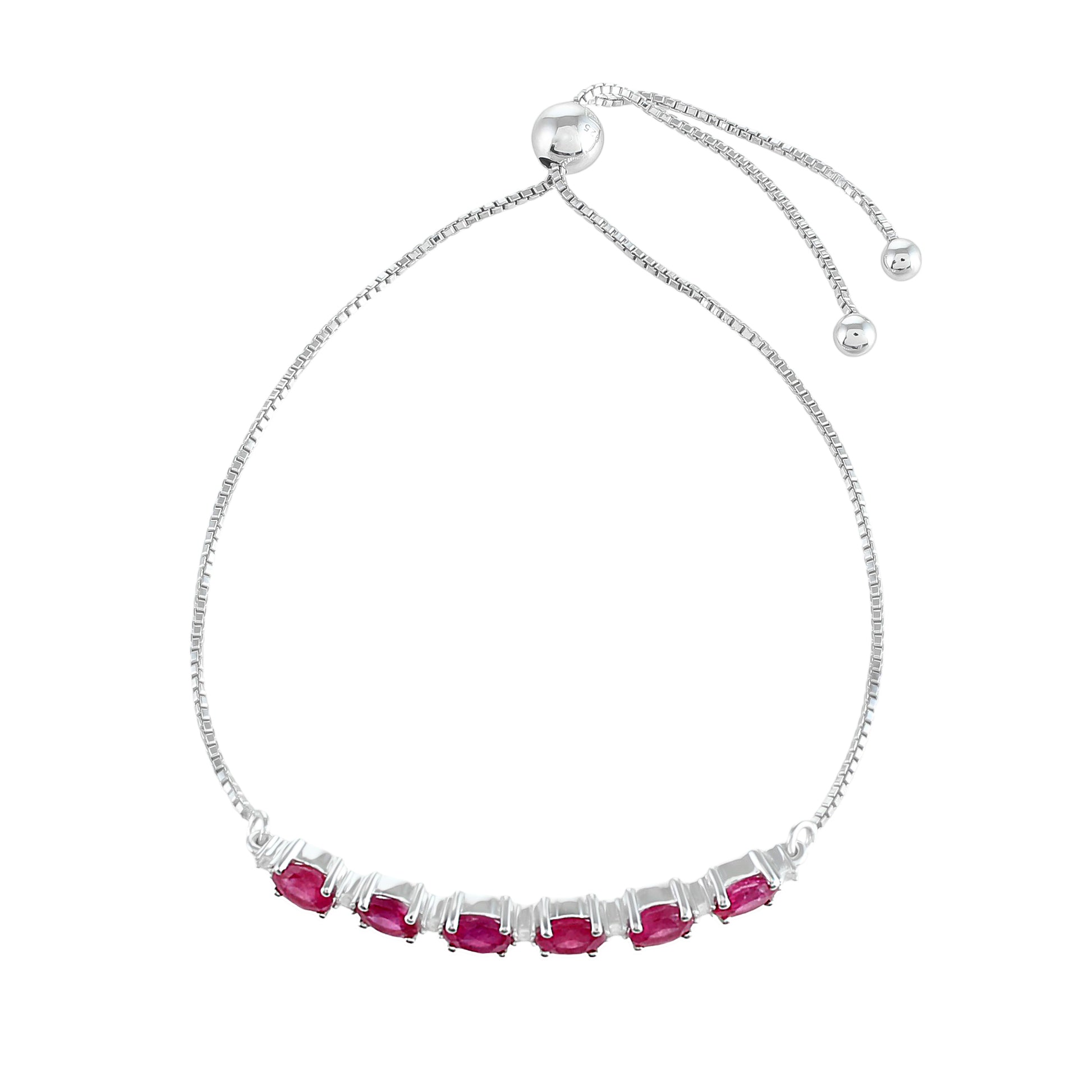 Strieborný Náramok s Thajským Rubínom a Bielym Topásom 2 