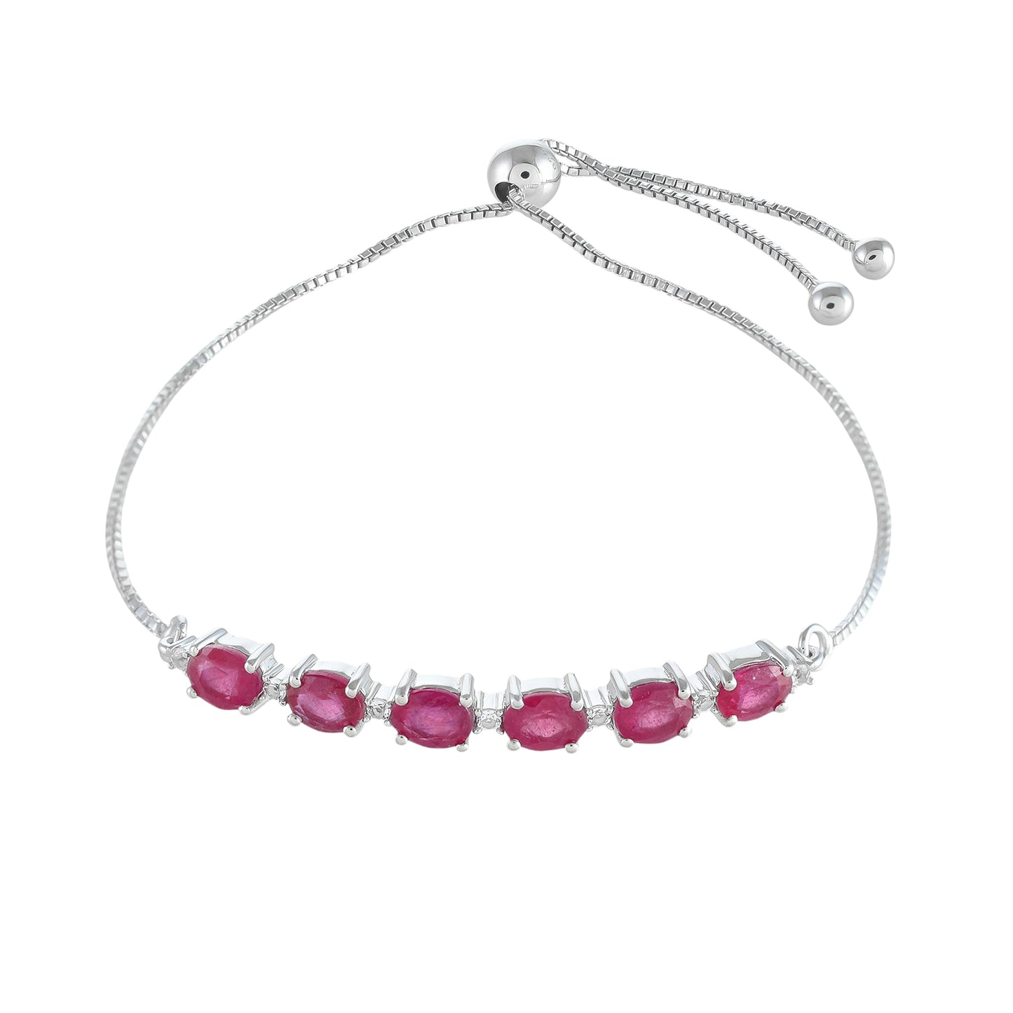 Strieborný Náramok s Thajským Rubínom a Bielym Topásom