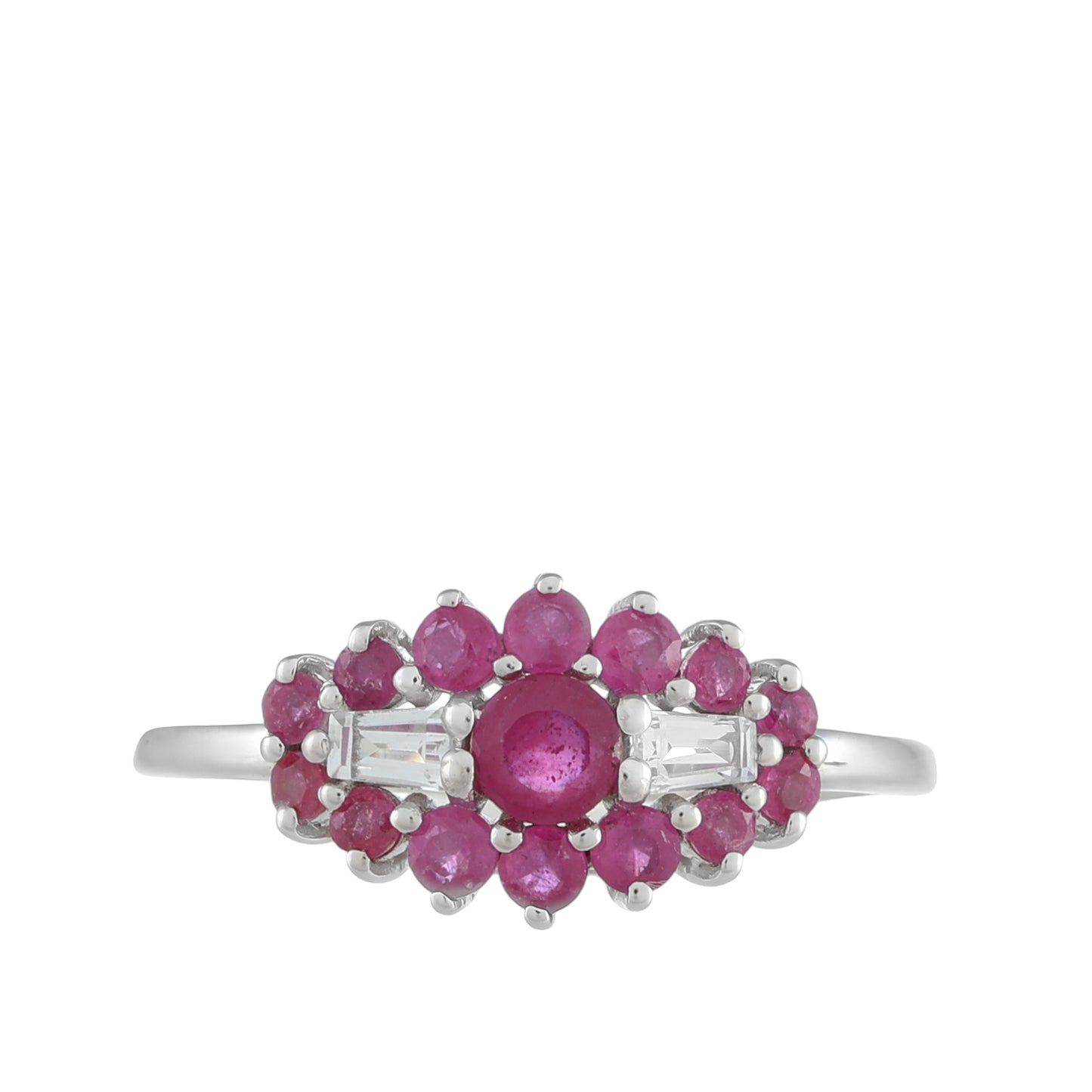 Strieborný Prsteň s Thajským Rubínom a Bielym Topásom