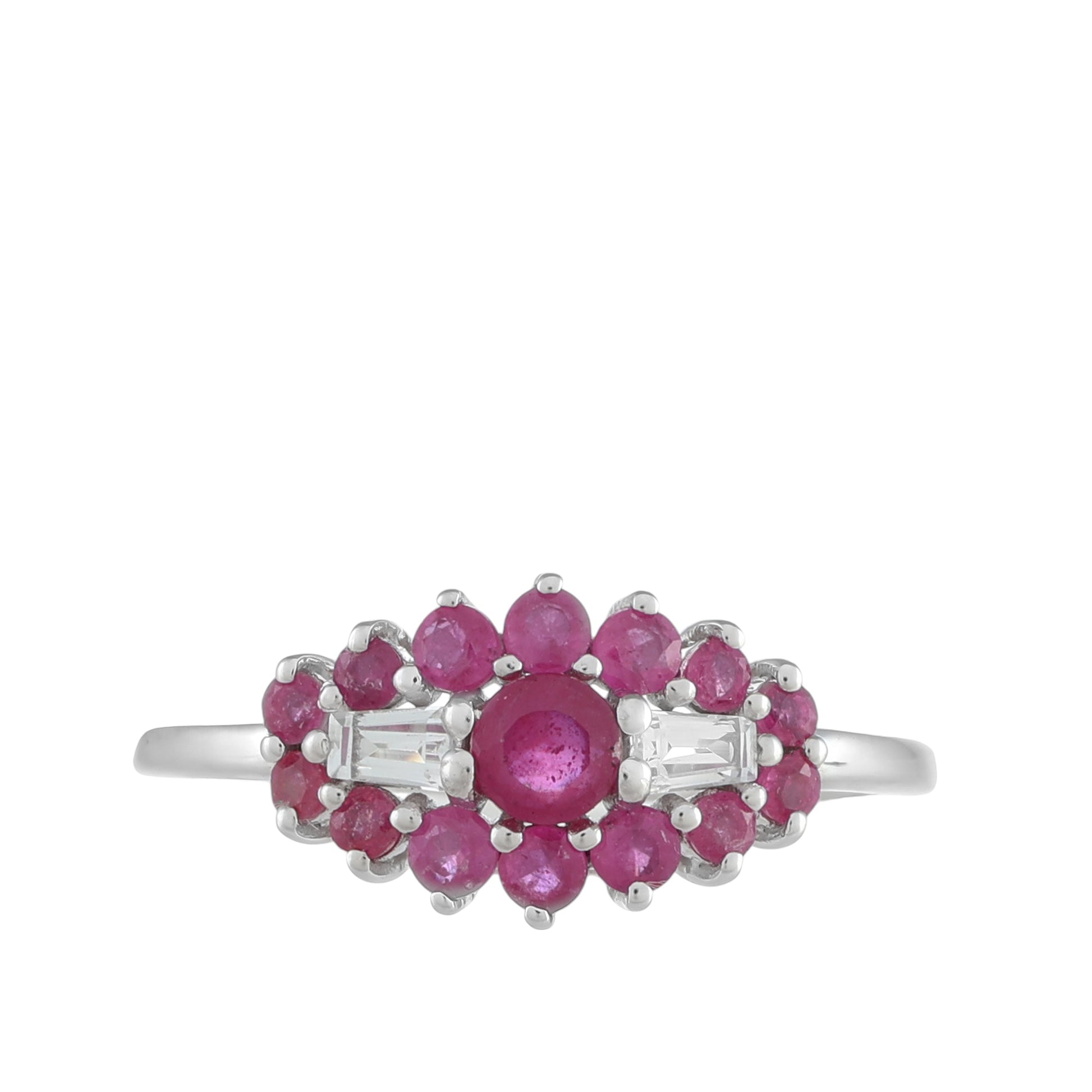 Strieborný Prsteň s Thajským Rubínom a Bielym Topásom 1 