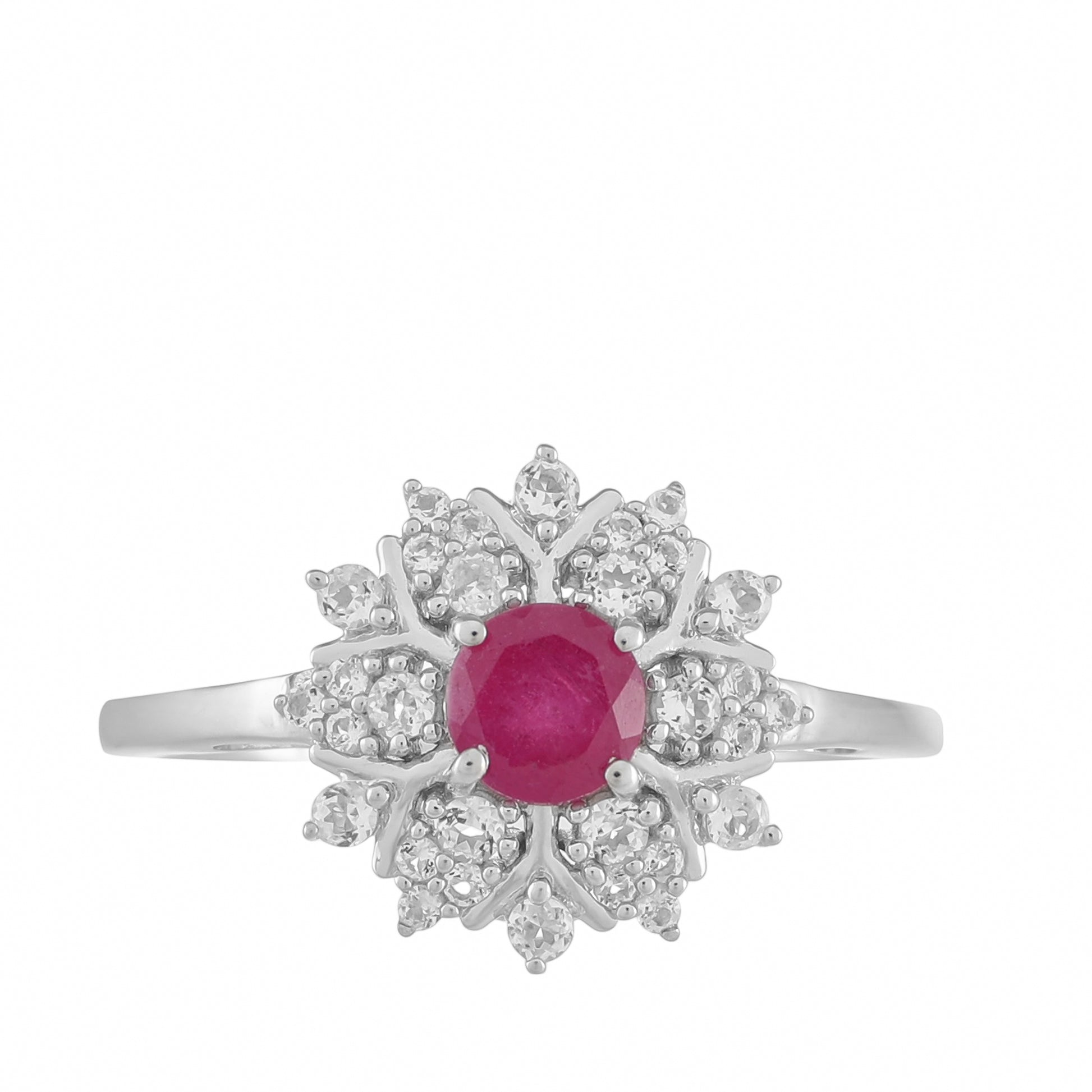 Strieborný Prsteň s Thajským Rubínom a Bielym Topásom 1 