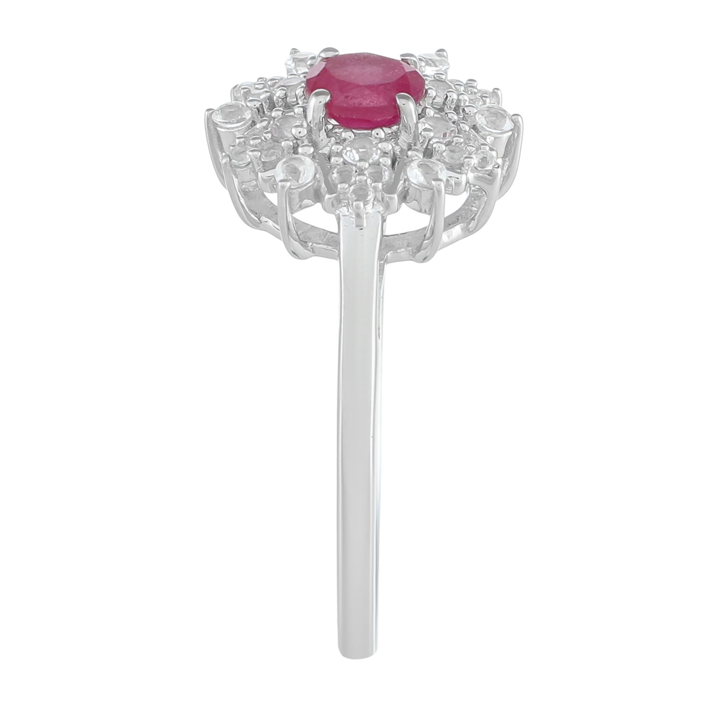 Strieborný Prsteň s Thajským Rubínom a Bielym Topásom