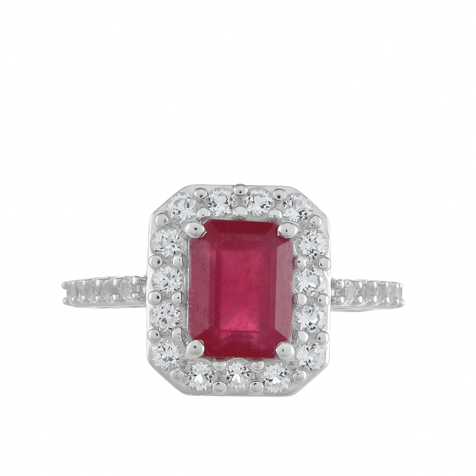 Strieborný Prsteň s Thajským Rubínom a Bielym Topásom 1 