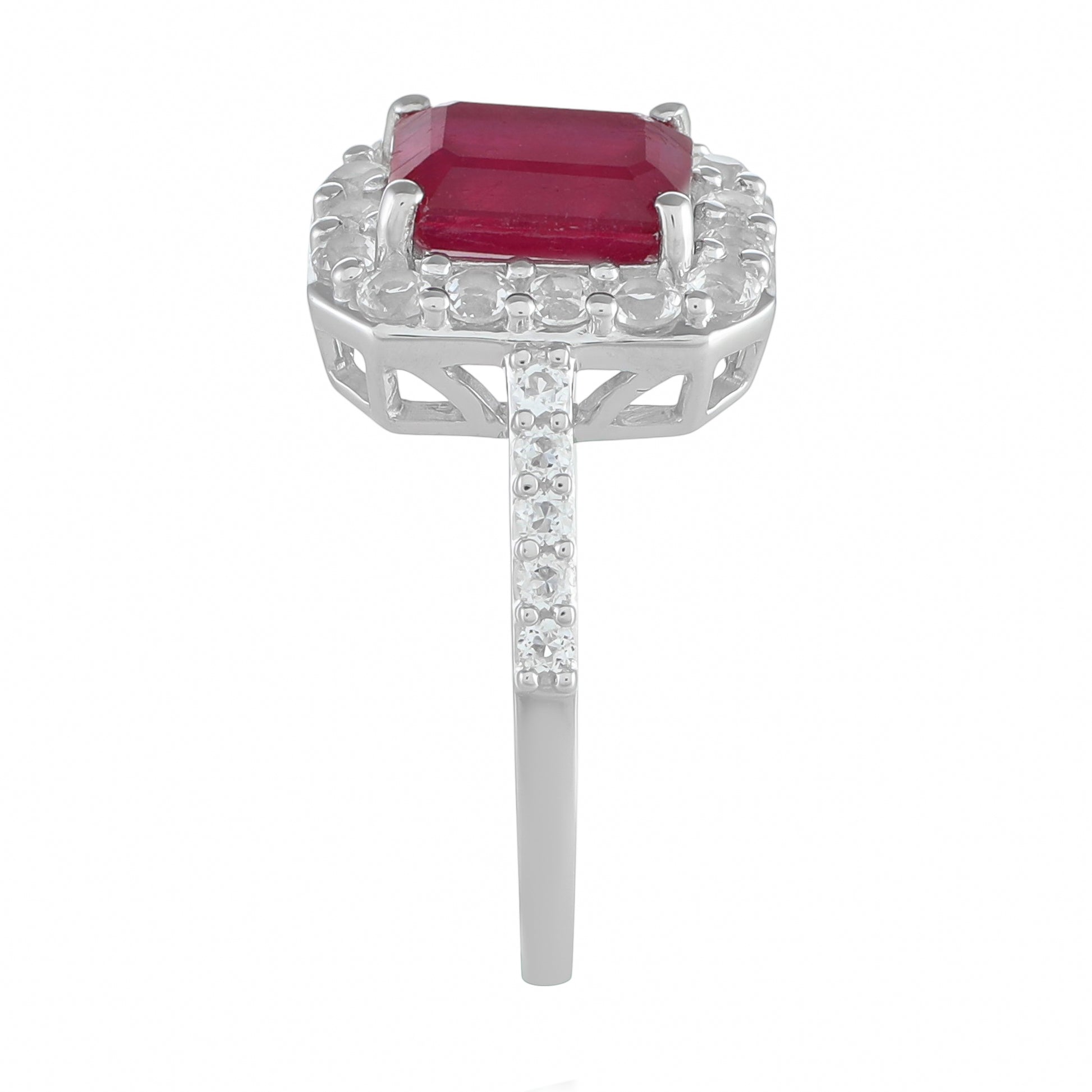 Strieborný Prsteň s Thajským Rubínom a Bielym Topásom 3 