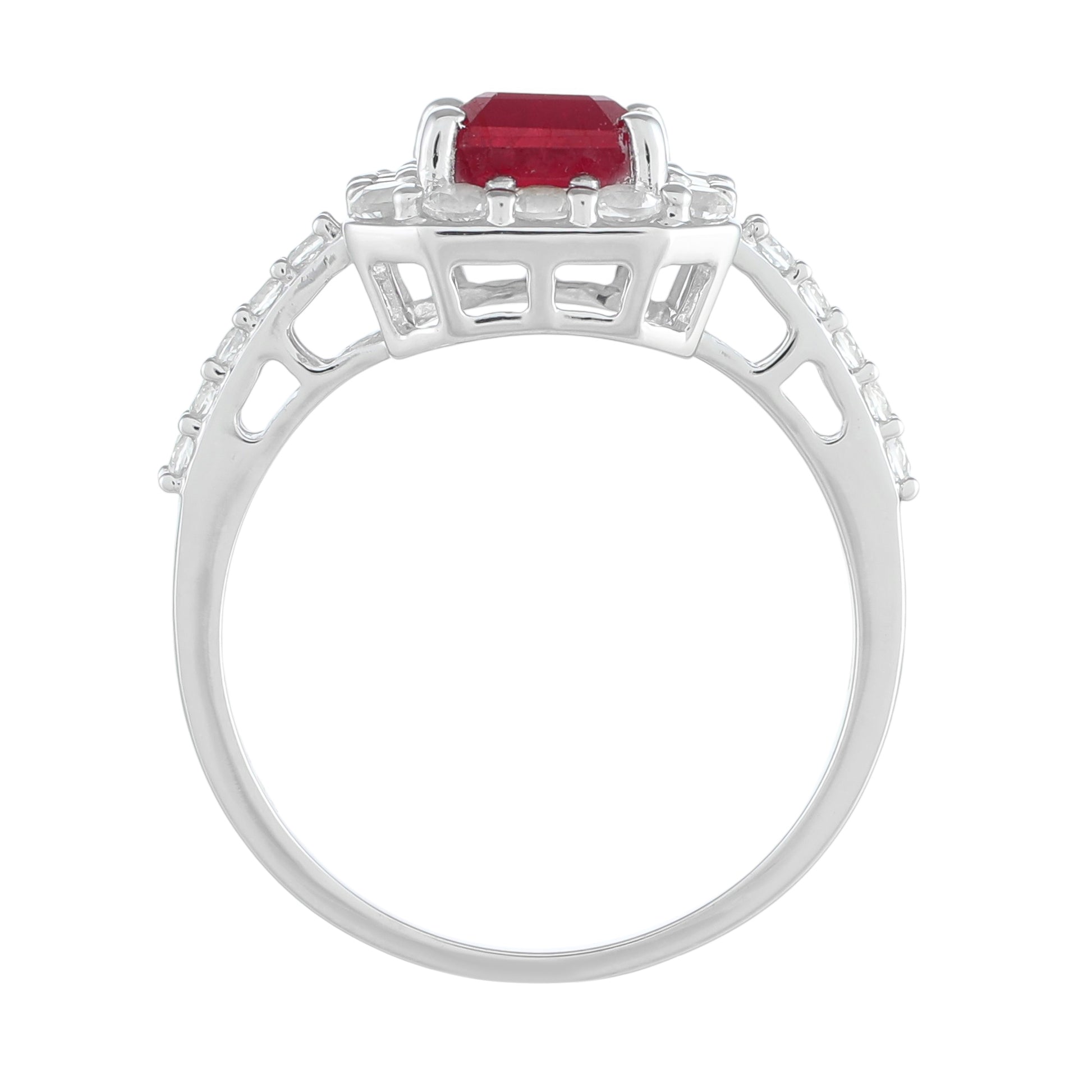 Strieborný Prsteň s Thajským Rubínom a Bielym Topásom 4 