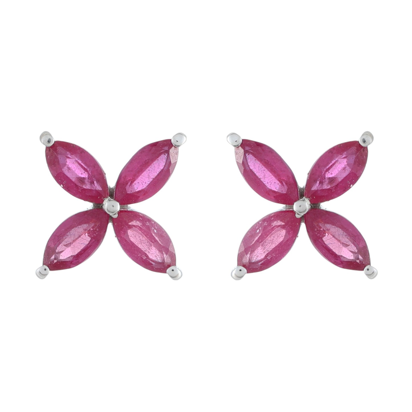 Strieborné Náušnice s Thajským Rubínom