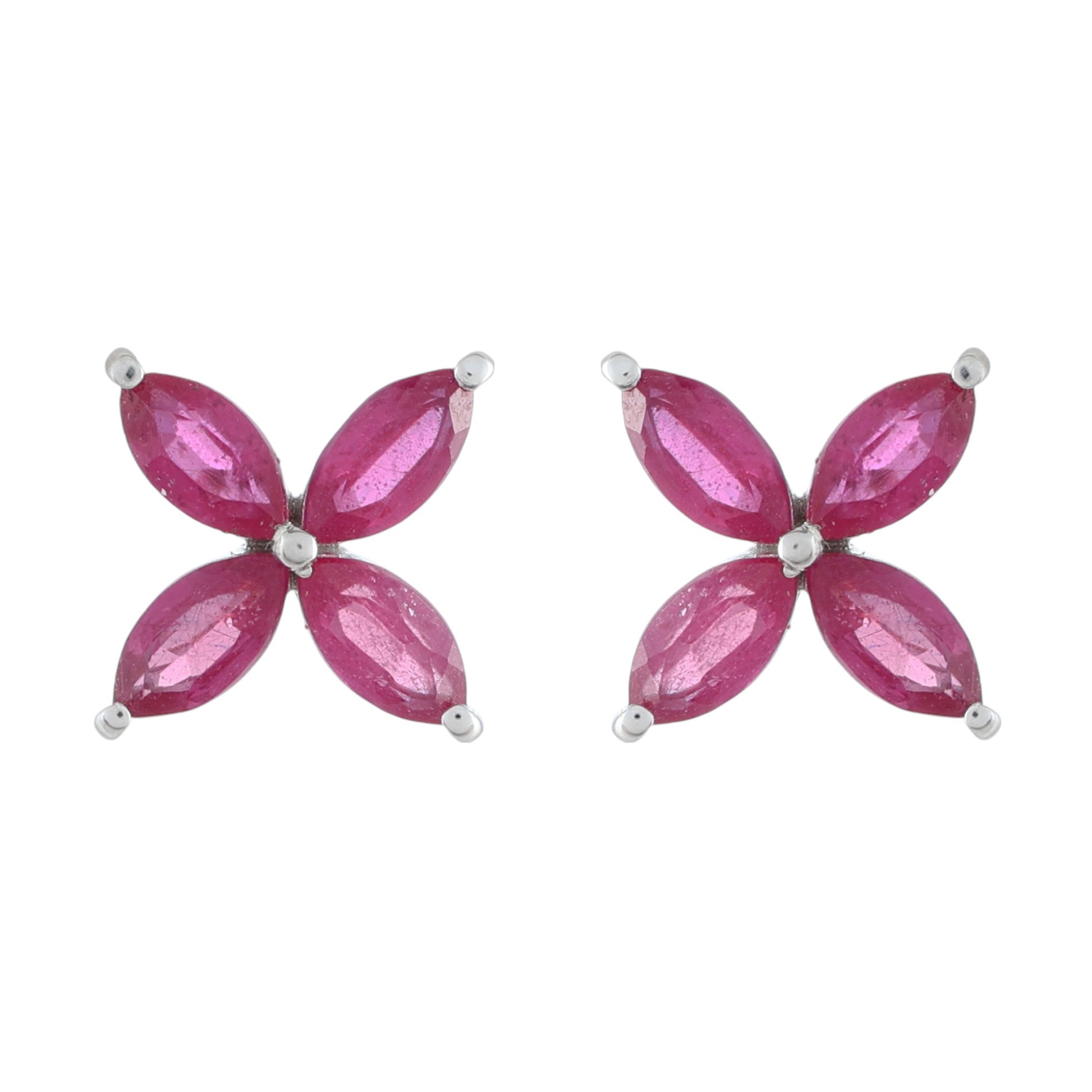 Strieborné Náušnice s Thajským Rubínom 1 