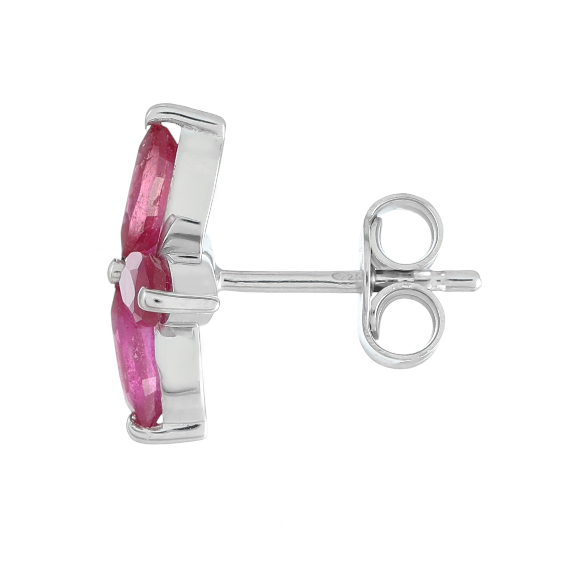 Strieborné Náušnice s Thajským Rubínom 2 