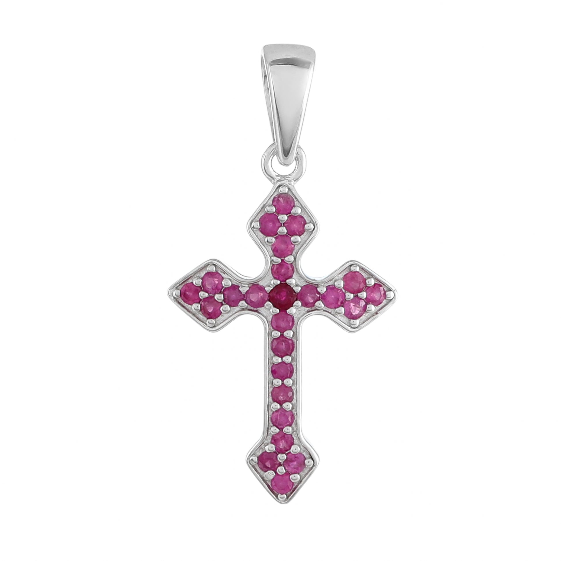 Kríž Strieborný Prívesok s Thajským Rubínom 1 