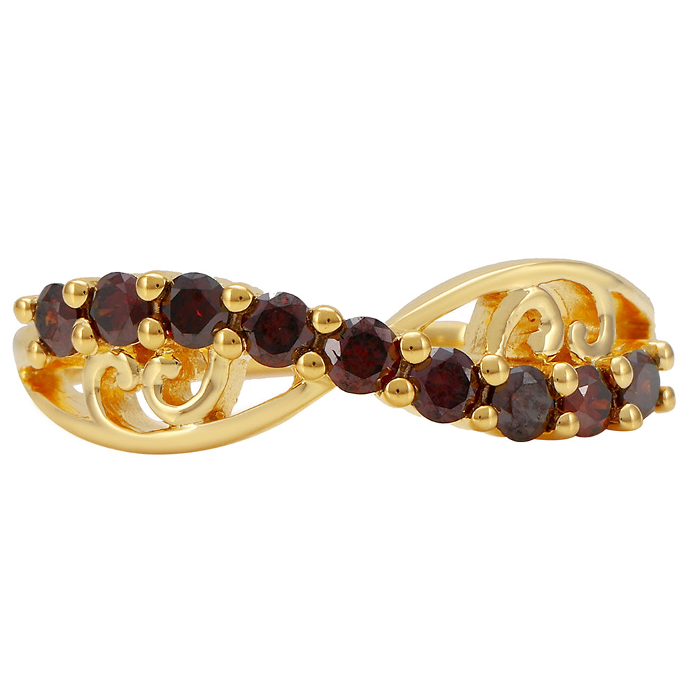 Pozlátený Strieborný Prsteň s Červeným Diamantom