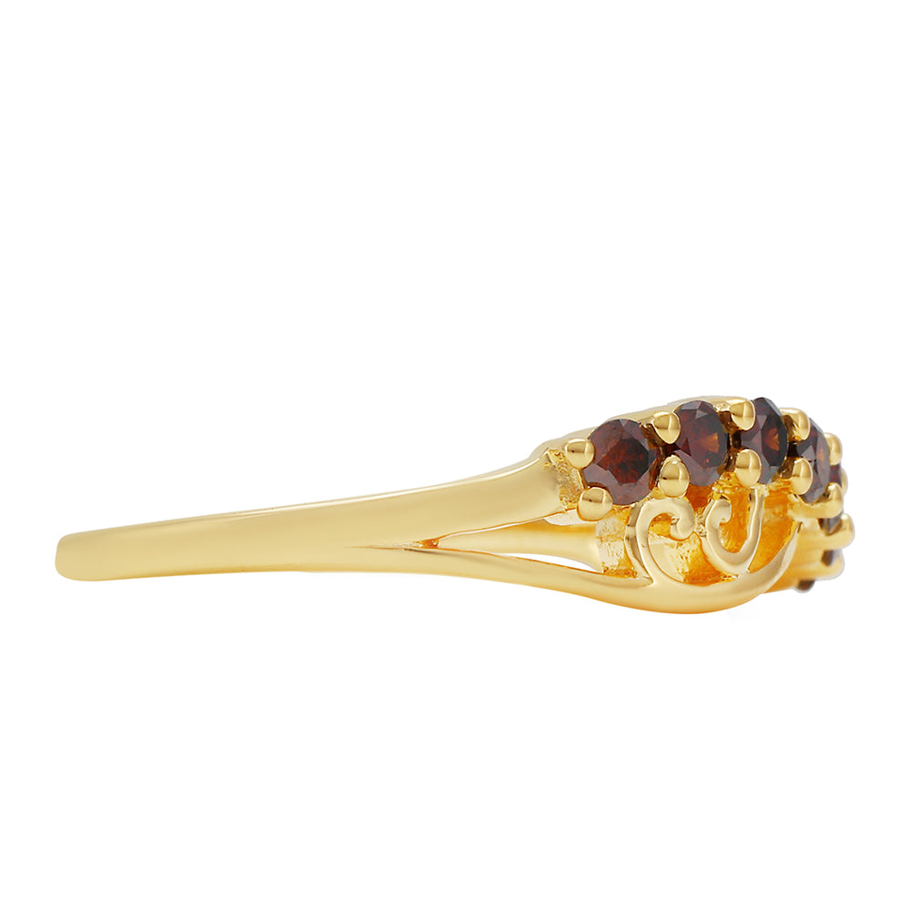 Pozlátený Strieborný Prsteň s Červeným Diamantom 2 