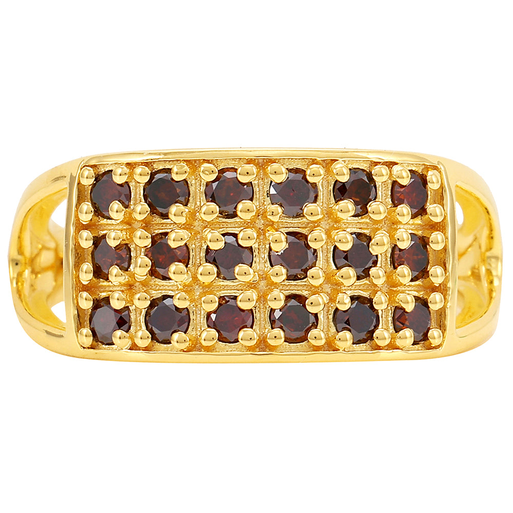 Pozlátený Strieborný Prsteň s Červeným Diamantom