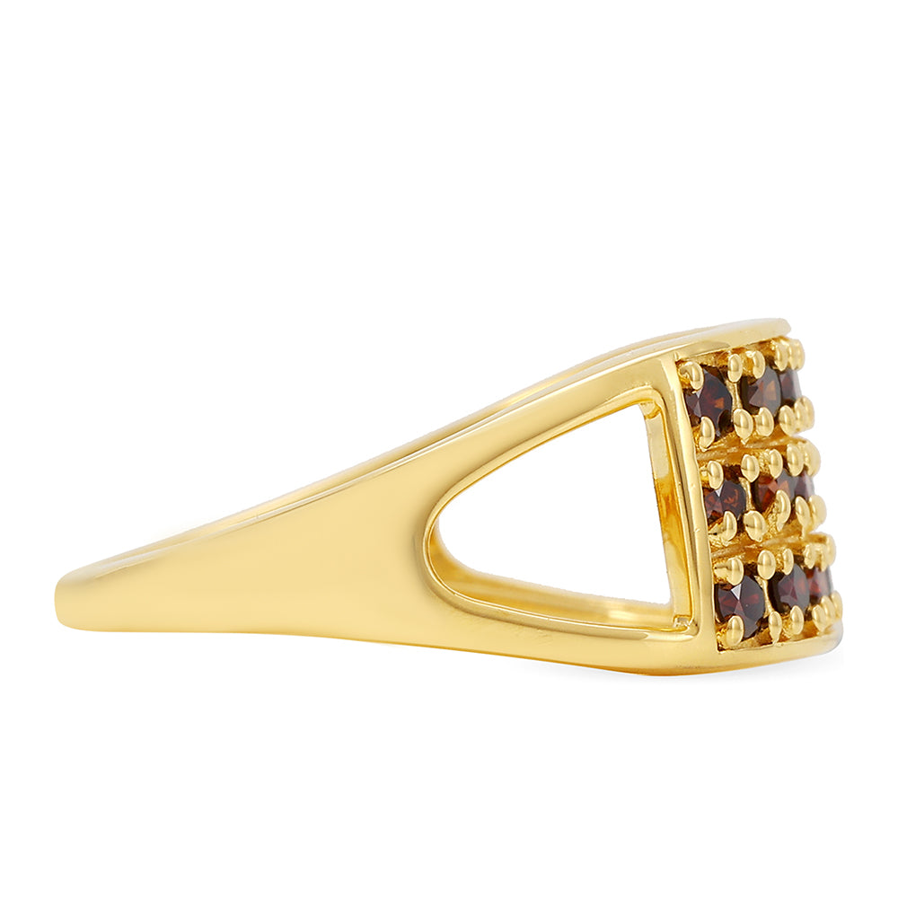 Pozlátený Strieborný Prsteň s Červeným Diamantom