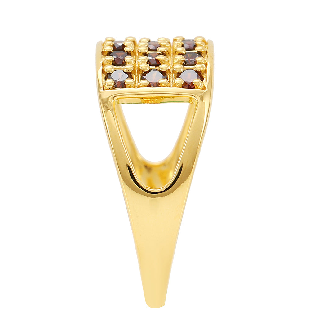 Pozlátený Strieborný Prsteň s Červeným Diamantom 3 