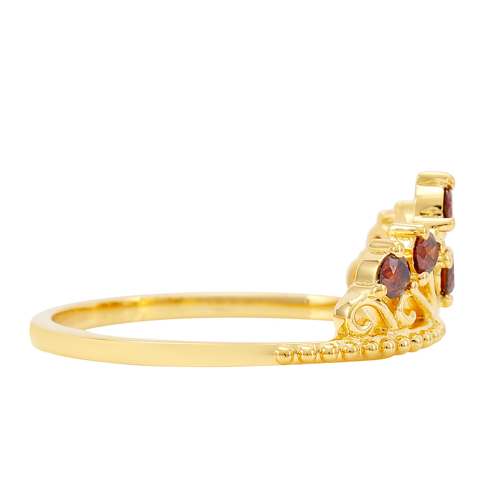 Pozlátený Strieborný Prsteň s Červeným Diamantom