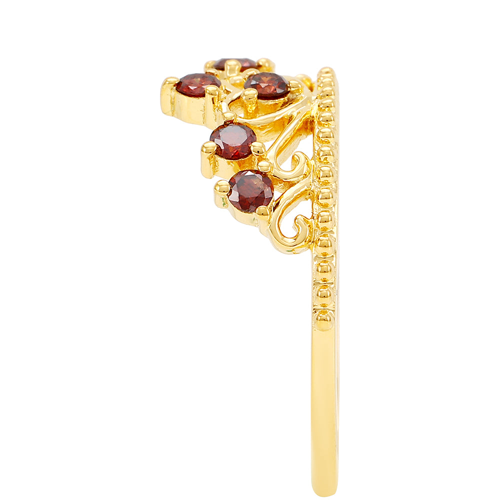 Pozlátený Strieborný Prsteň s Červeným Diamantom