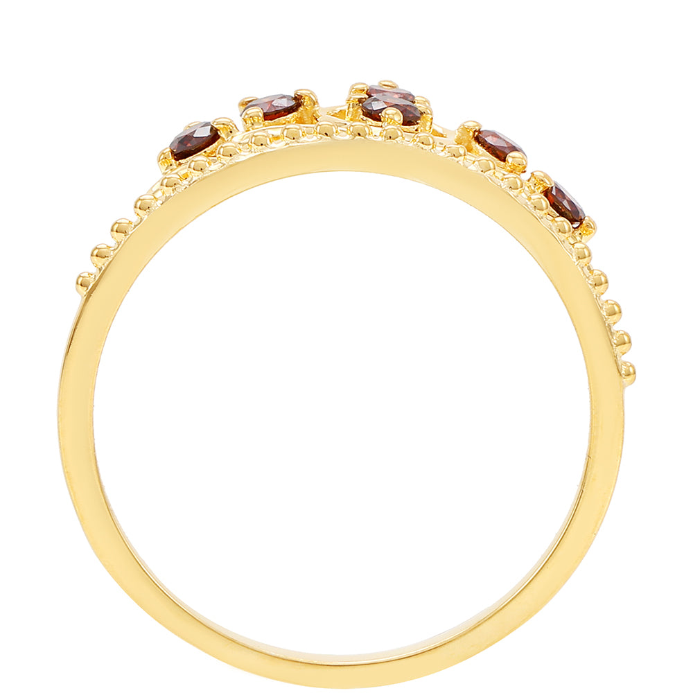 Pozlátený Strieborný Prsteň s Červeným Diamantom 4 