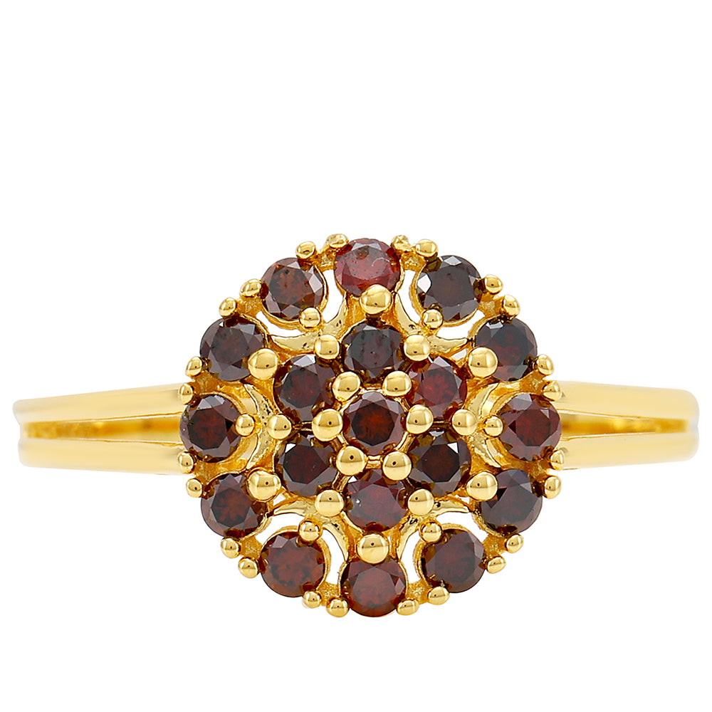 Pozlátený Strieborný Prsteň s Červeným Diamantom