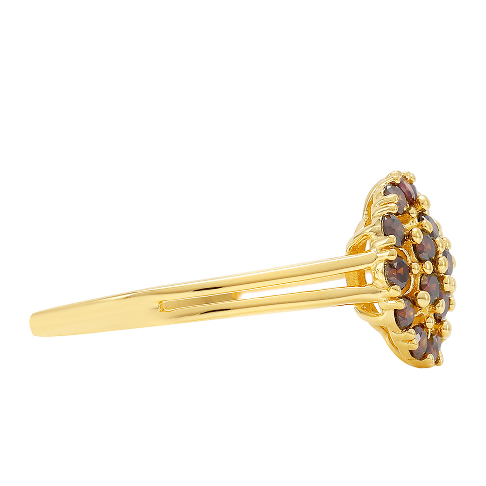 Pozlátený Strieborný Prsteň s Červeným Diamantom 2 