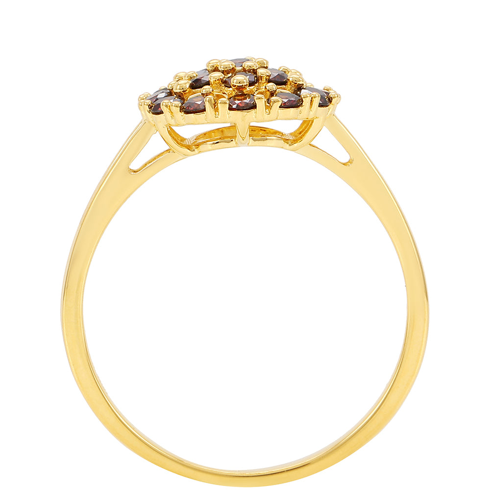 Pozlátený Strieborný Prsteň s Červeným Diamantom 4 