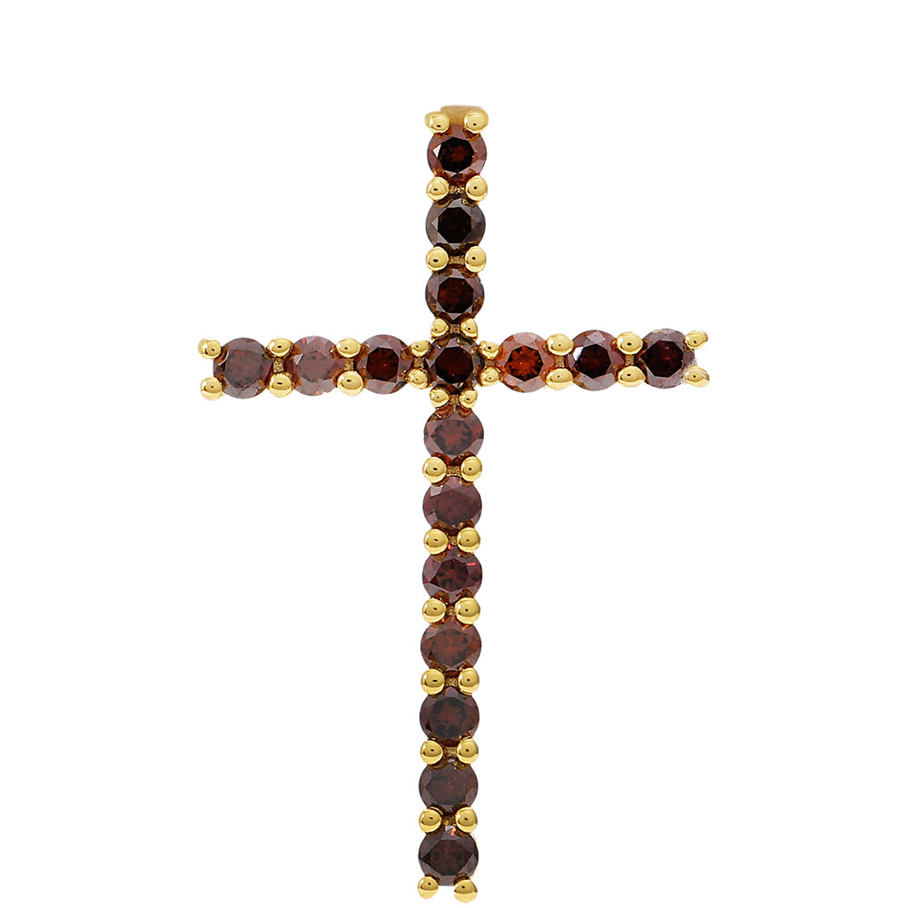 Kríž Pozlátený Strieborný Prívesok s Červeným Diamantom 1 