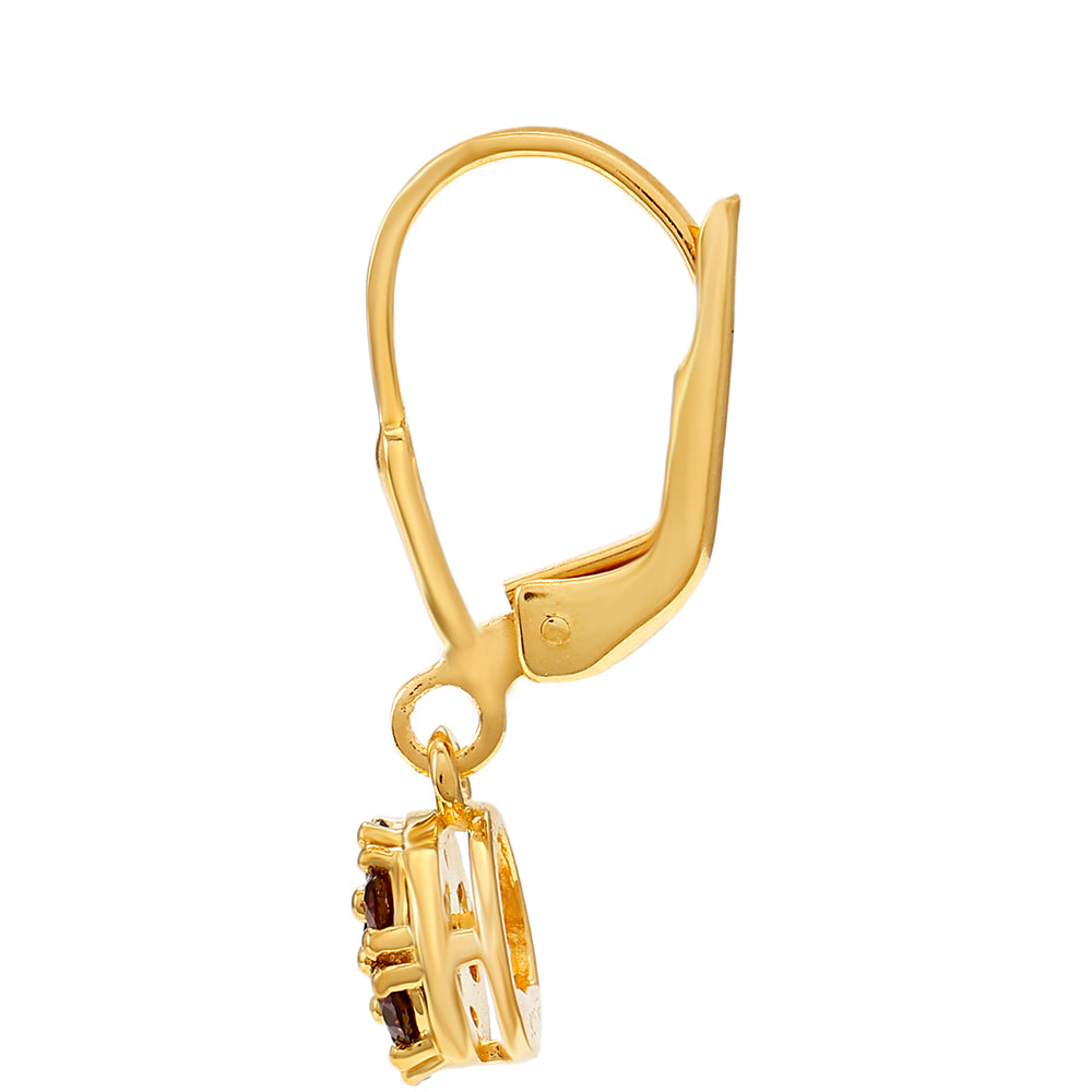 Pozlátené Strieborné Náušnice s Červeným Diamantom 2 