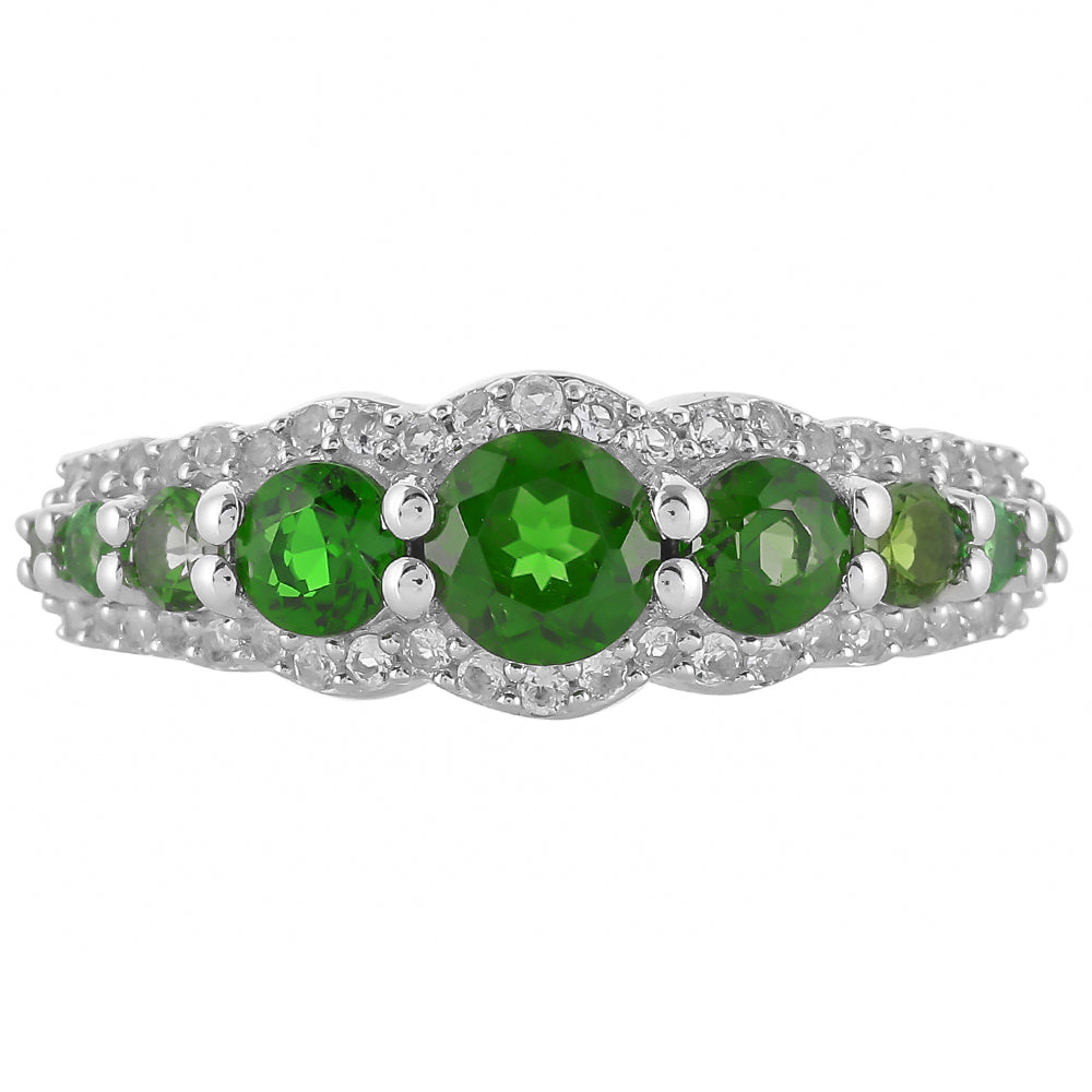 Strieborný Prsteň s Chrom Diopsidom a Bielym Topásom 1 