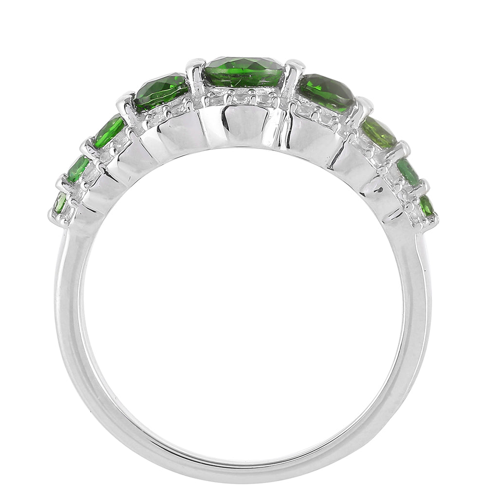 Strieborný Prsteň s Chrom Diopsidom a Bielym Topásom 4 