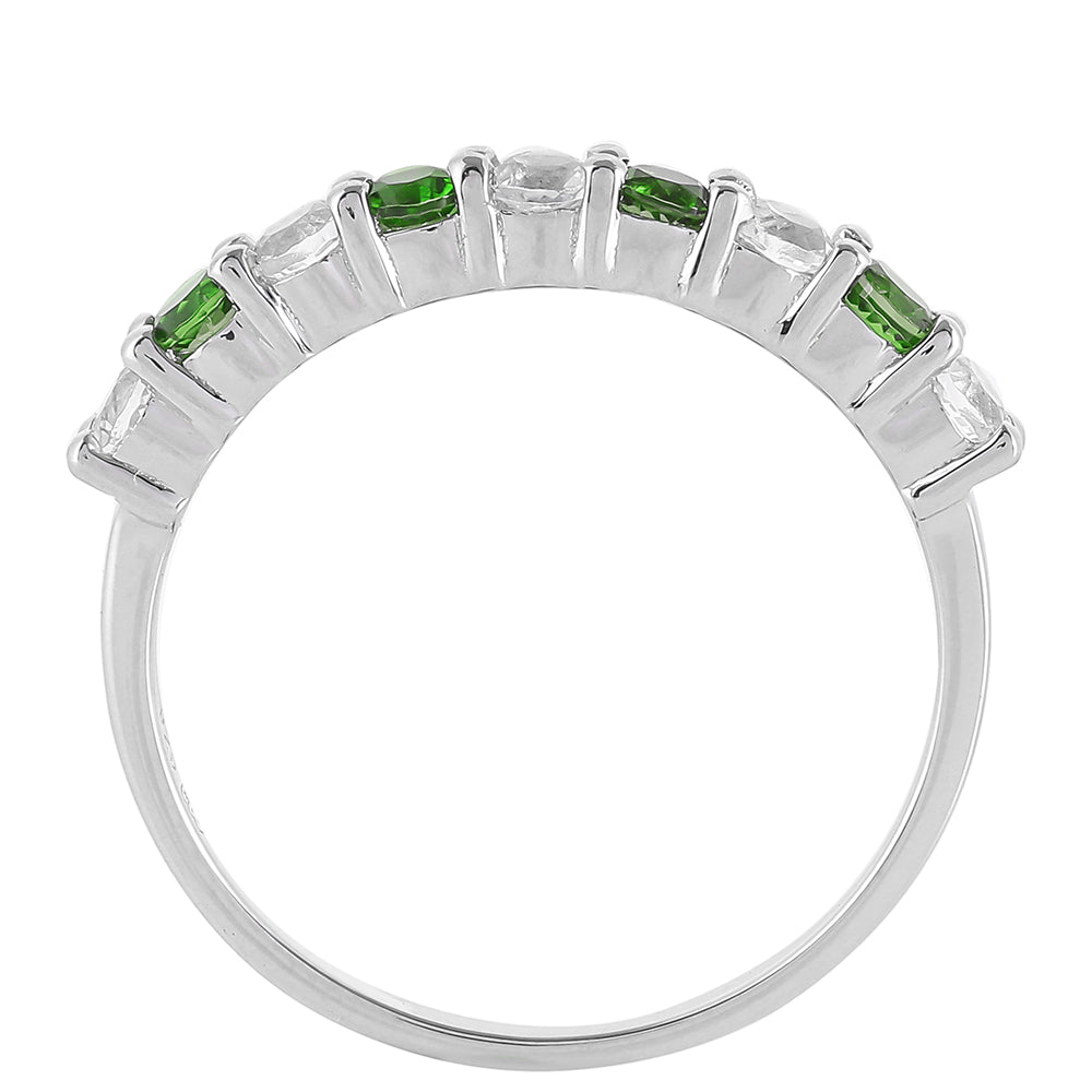 Strieborný Prsteň s Chrom Diopsidom a Bielym Topásom 4 