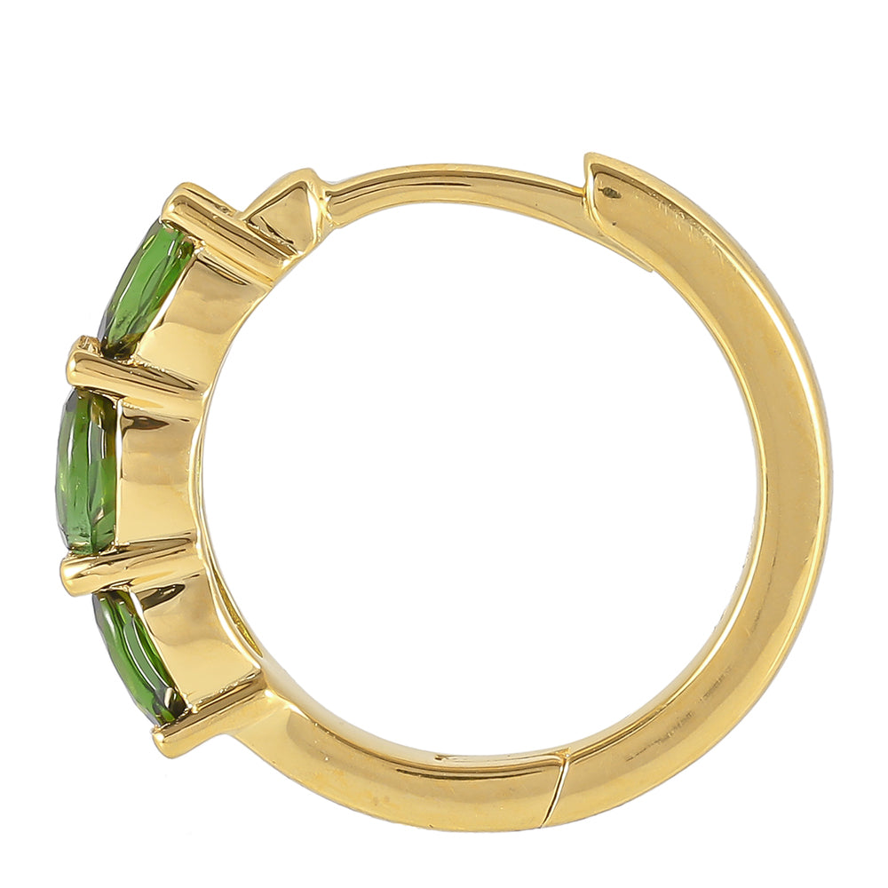 Pozlátené Strieborné Náušnice s so Zeleným Turmalinom