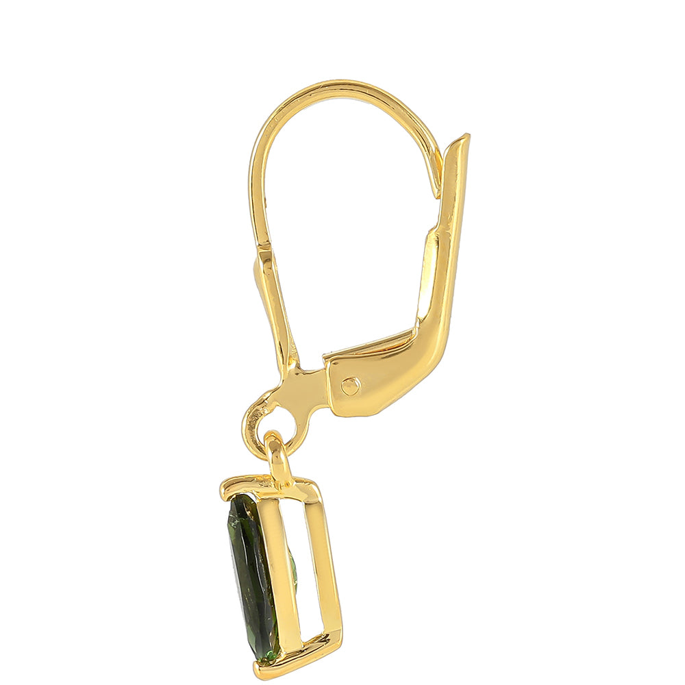 Pozlátené Strieborné Náušnice s so Zeleným Turmalinom