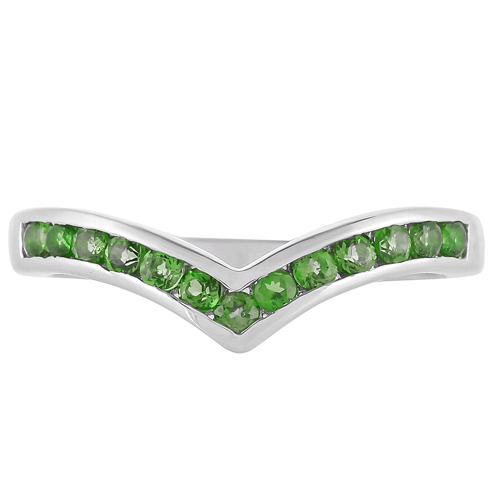 Strieborný Prsteň s Chrom Diopsidom