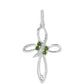 Kríž Strieborný Prívesok s Chrom Diopsidom a Bielym Topásom