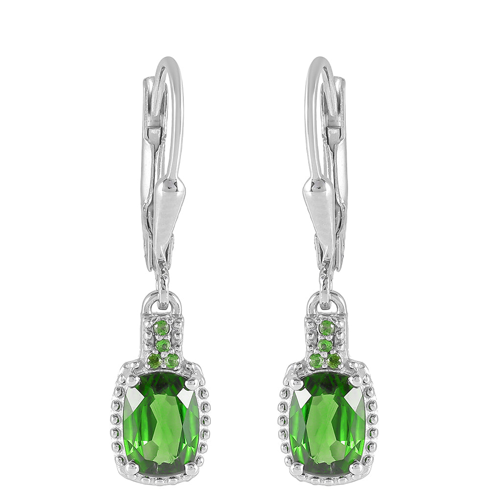 Strieborné Náušnice s Chrom Diopsidom 1 