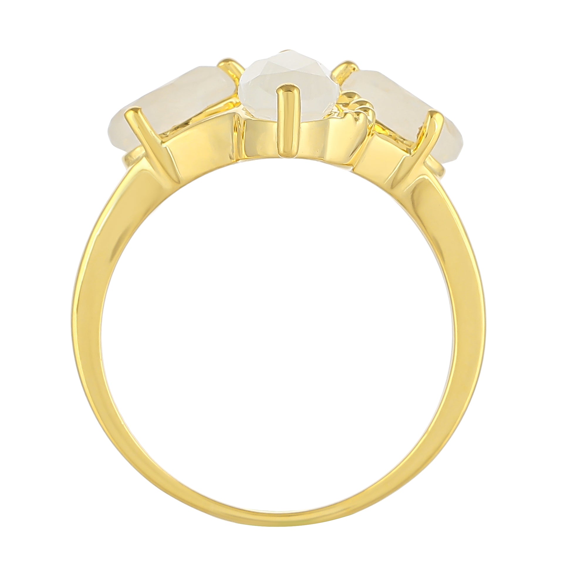 Pozlátený Strieborný Prsteň s Dúhovým Mesačným Kameňom 4 