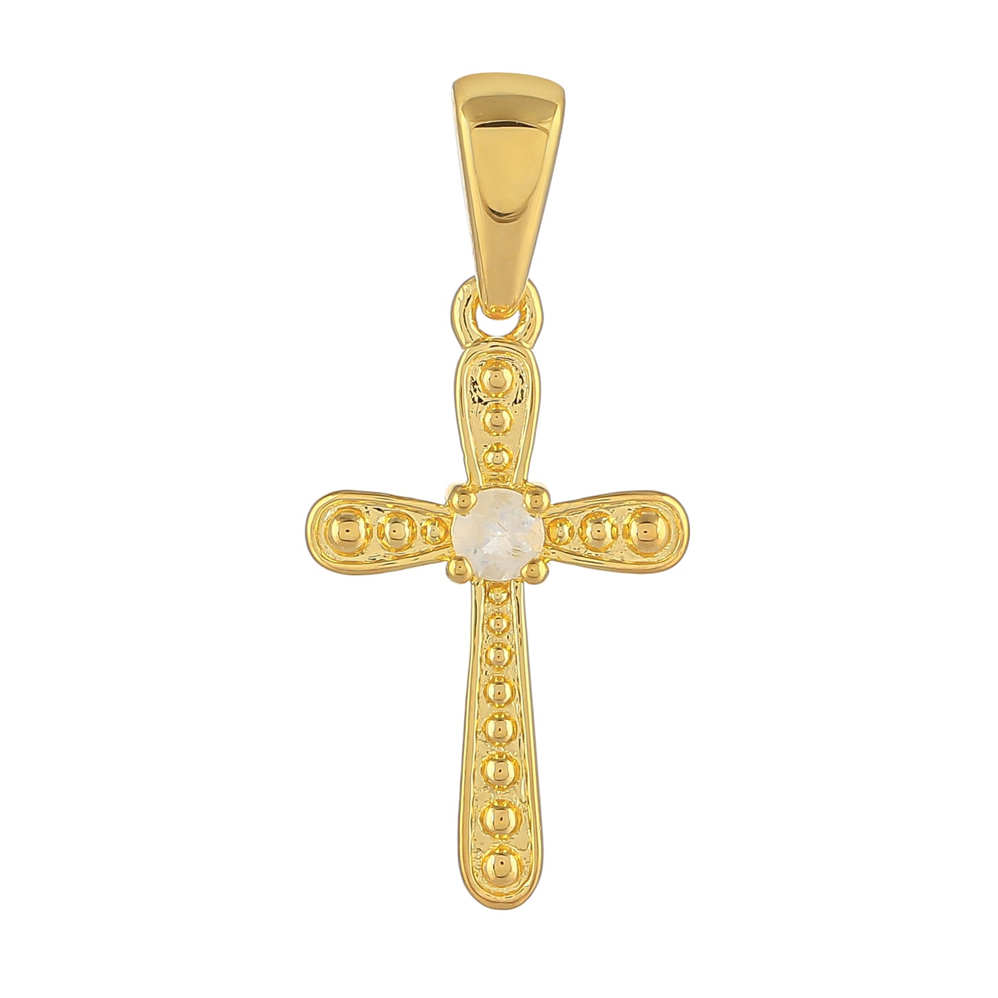 Kríž Pozlátený Strieborný Prívesok s Dúhovým Mesačným Kameňom