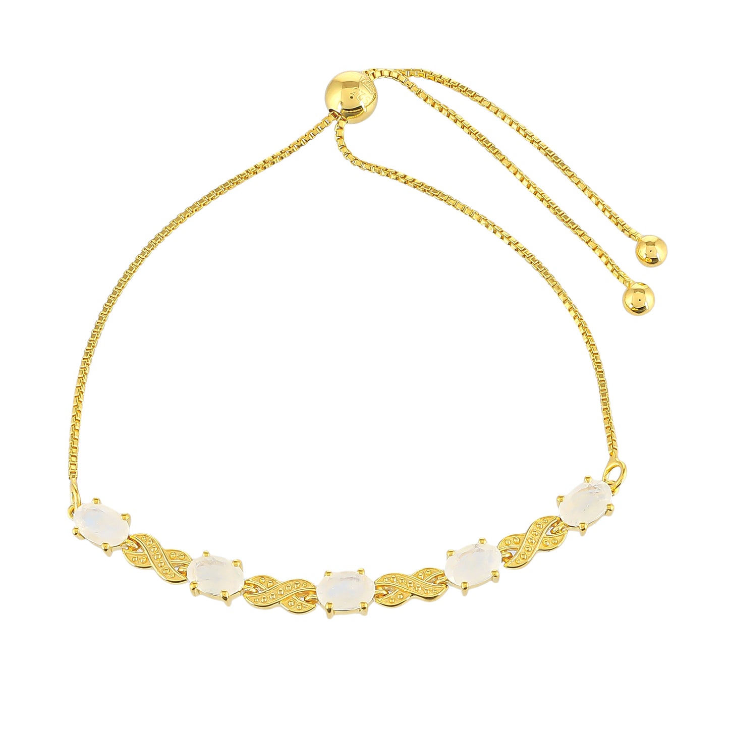 Pozlátený Strieborný Náramok s Dúhovým Mesačným Kameňom